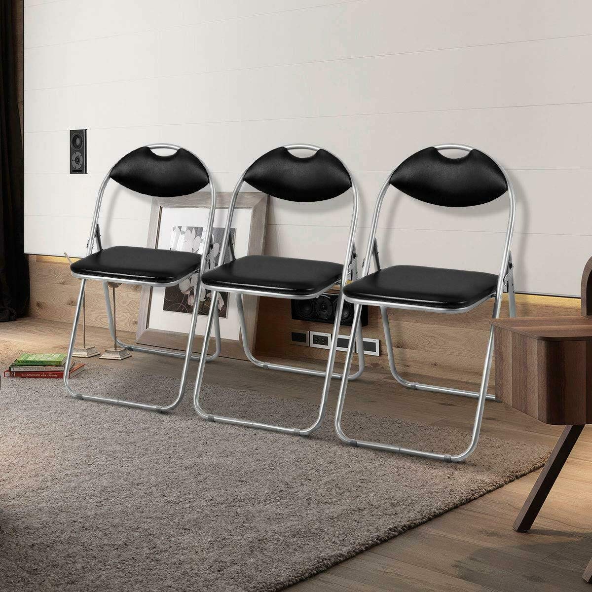 U-Shaped Folding Chairs Set of 6 - Portable Black Outdoor Furniture for Picnic, Party, Camping & Home Use - Lightweight & Space-Saving Design