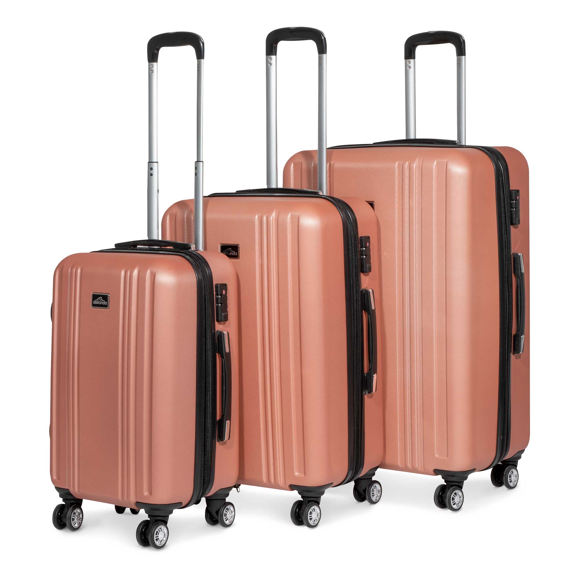 3 Piece Lightweight ABS Luggage Suitcase Set with TSA Lock - Rose Gold (DL125) - Perfect for Travel, Business Trips & Vacation Packing