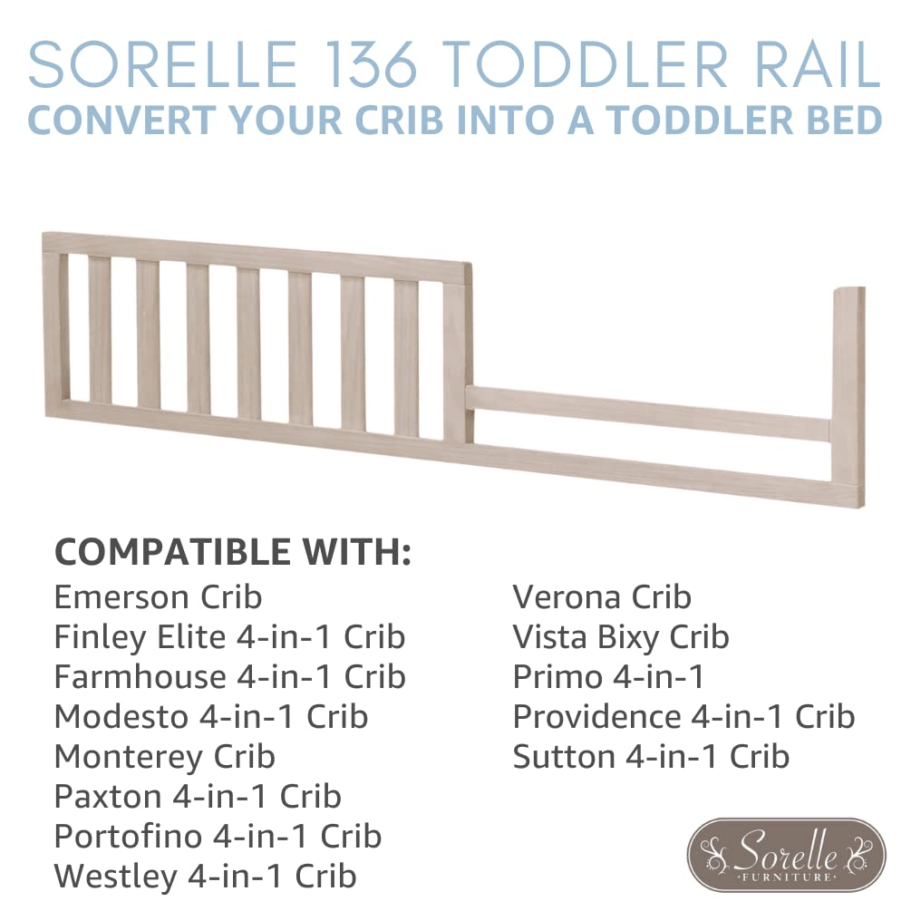 Sorelle Wooden Toddler to Full-Size Bed Rail & Crib Conversion Kit - Convertible Safety Guard for Kids (Chocolate #136) | Perfect for Nursery Room, Toddler Bed Transition & Child Safety