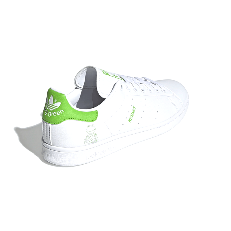 Adidas Stan Smith KERMIT Sneakers for Men & Big Kids - Classic White Leather Tennis Shoes with Green Frog Logo | Perfect for Casual Wear, School & Everyday Fashion