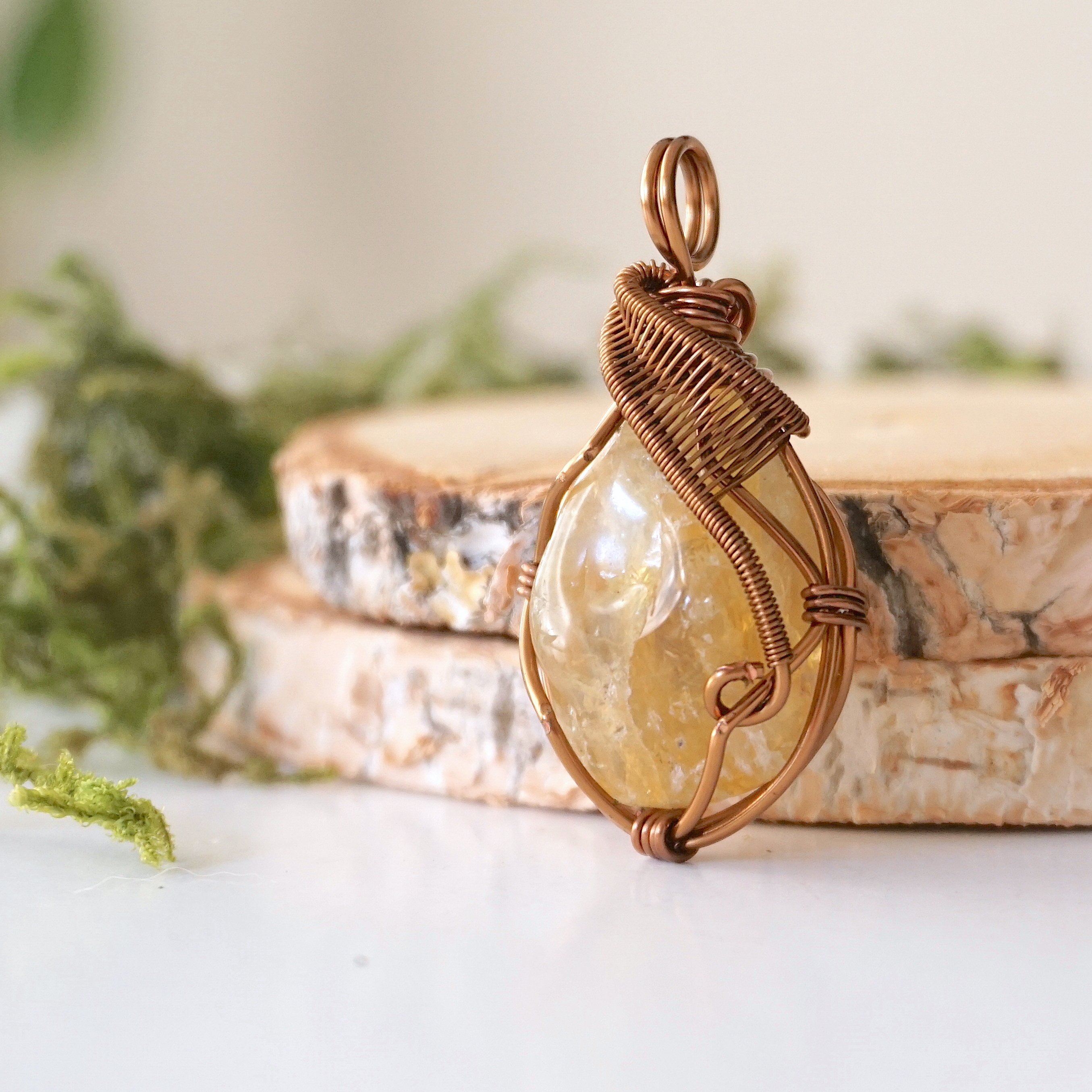 Antique Bronze Citrine Pendant Necklace for Women - Elegant Bohemian Jewelry for Parties, Weddings & Everyday Wear