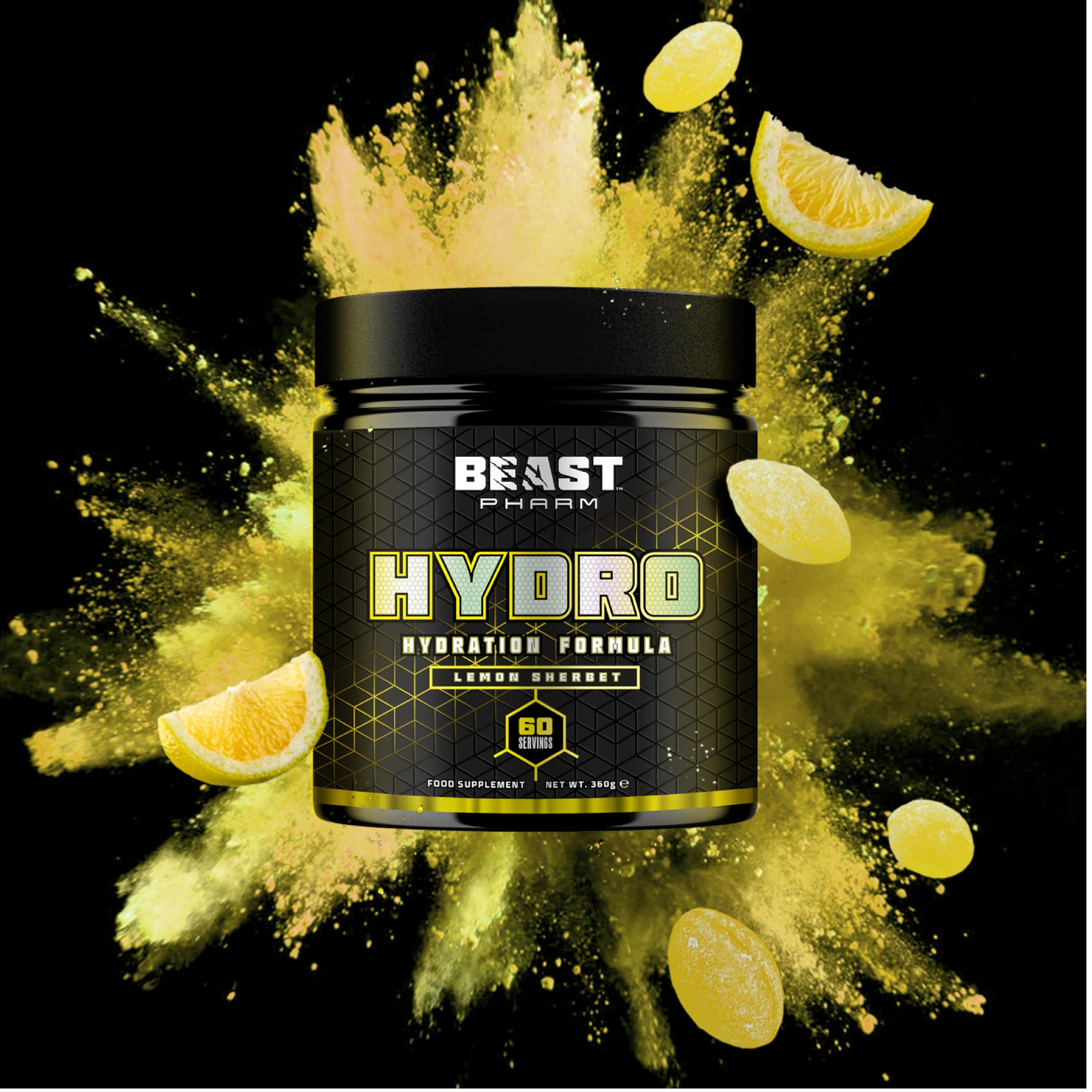 Beast Pharm Hydro 360g (Lemon Sherbet) - Premium Hydration Powder for Athletes & Fitness Enthusiasts - Perfect for Post-Workout Recovery & Intense Training Sessions