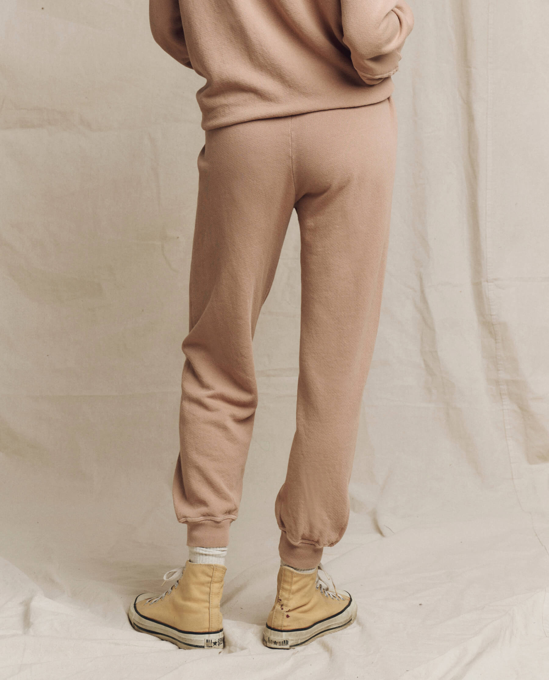 Cropped Sweatpants Women's High Waisted Joggers - Solid Biscotti Color | Comfortable Lounge Pants for Yoga, Running & Casual Wear