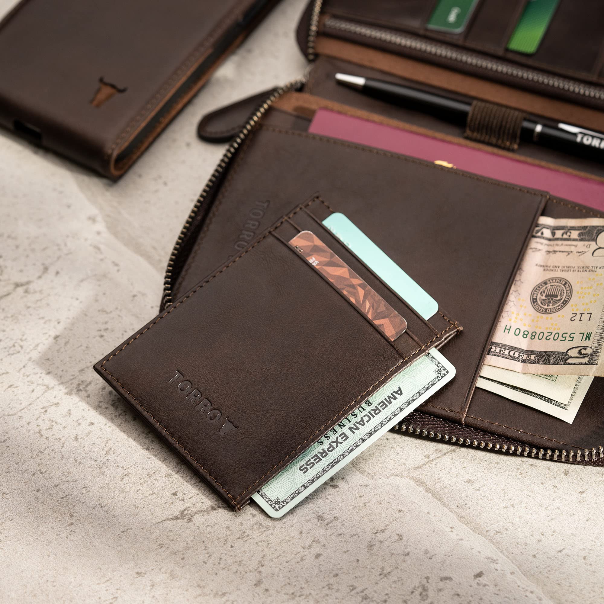 TORRO Genuine Leather Travel Wallet - RFID Blocking Passport Holder & Detachable Card Organizer for Men & Women | Perfect for Airplane Travel, Vacation & Business Trips