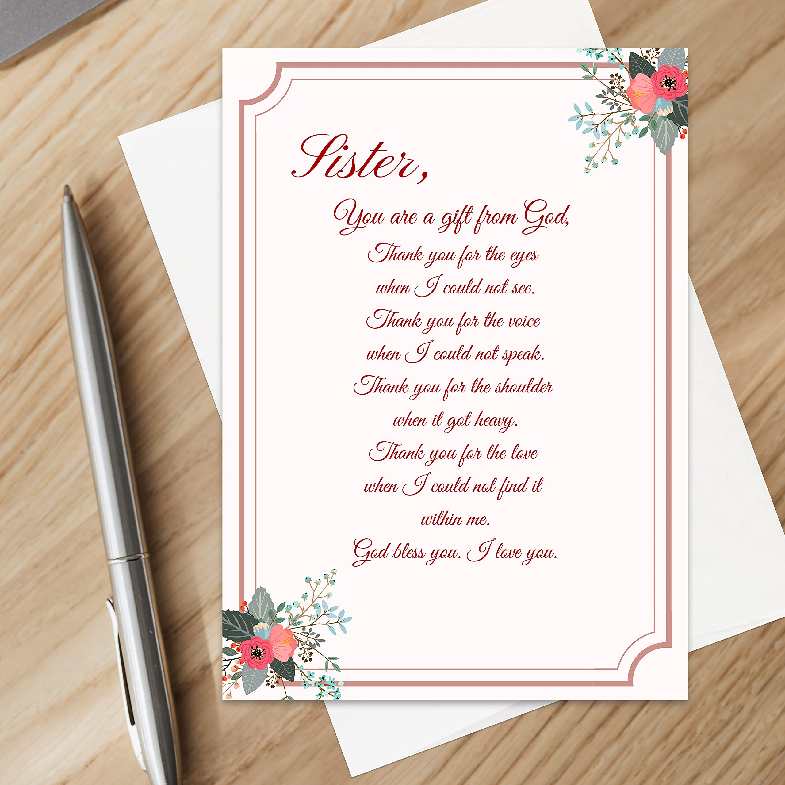 Christian Thank You Sister Card - Appreciation Gift for Sisters - Perfect for Birthdays & Holidays