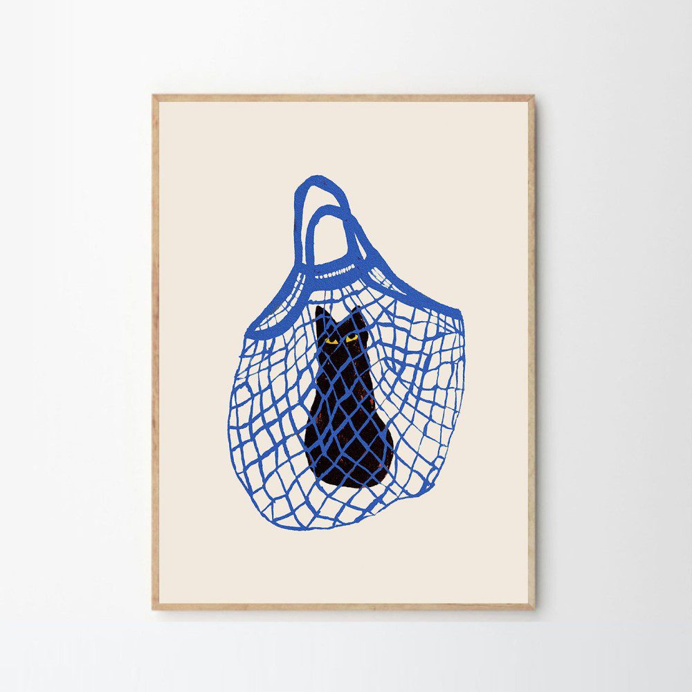 Chloe Purpero Johnson 'The Cat’s In The Bag' Art Print Poster - 30x40cm (12x16 Inches) - Premium Wall Decor for Living Room, Bedroom & Office