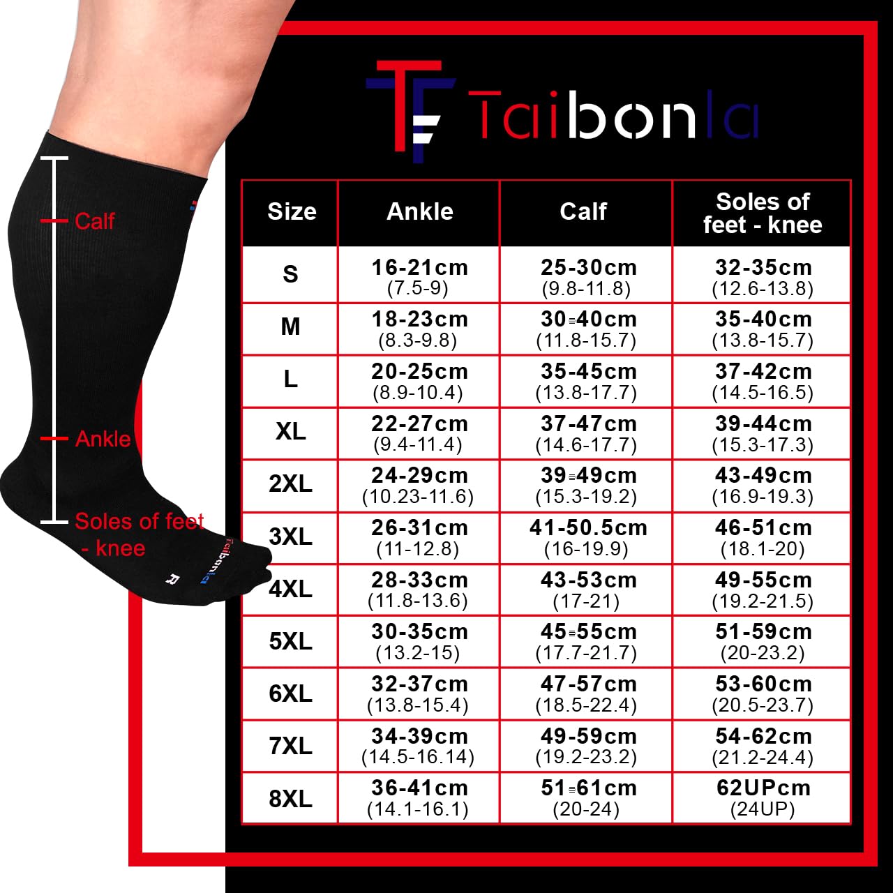 4XL Wide Calf & Big and Tall 20-30 mmHg Compression Socks for Men and Women - Red | Improve Circulation & Reduce Swelling for Travel, Sports & Work