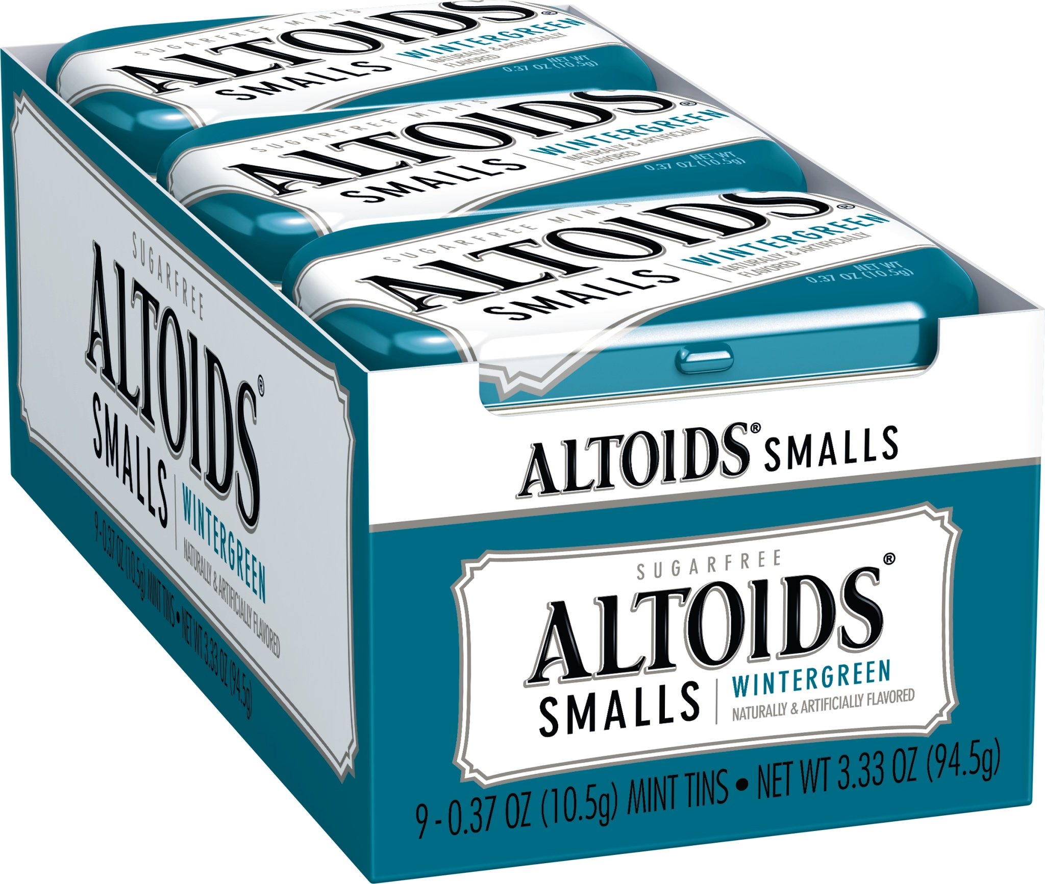 Altoids Smalls Sugar Free Wintergreen Mints - 0.37oz Tins (2 Packs of 9) - Fresh Breath Mints for On-The-Go, Office & Travel - Low Calorie Mint Candy for Diabetics & Keto Diet