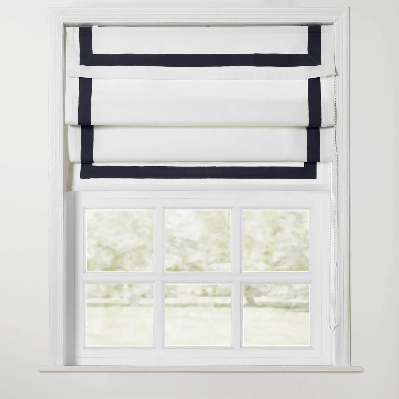 Tyrone Roman Shade with Border Cord Lift - Classic Window Treatment for Living Room & Bedroom - Blackout Fabric for Light Control & Privacy