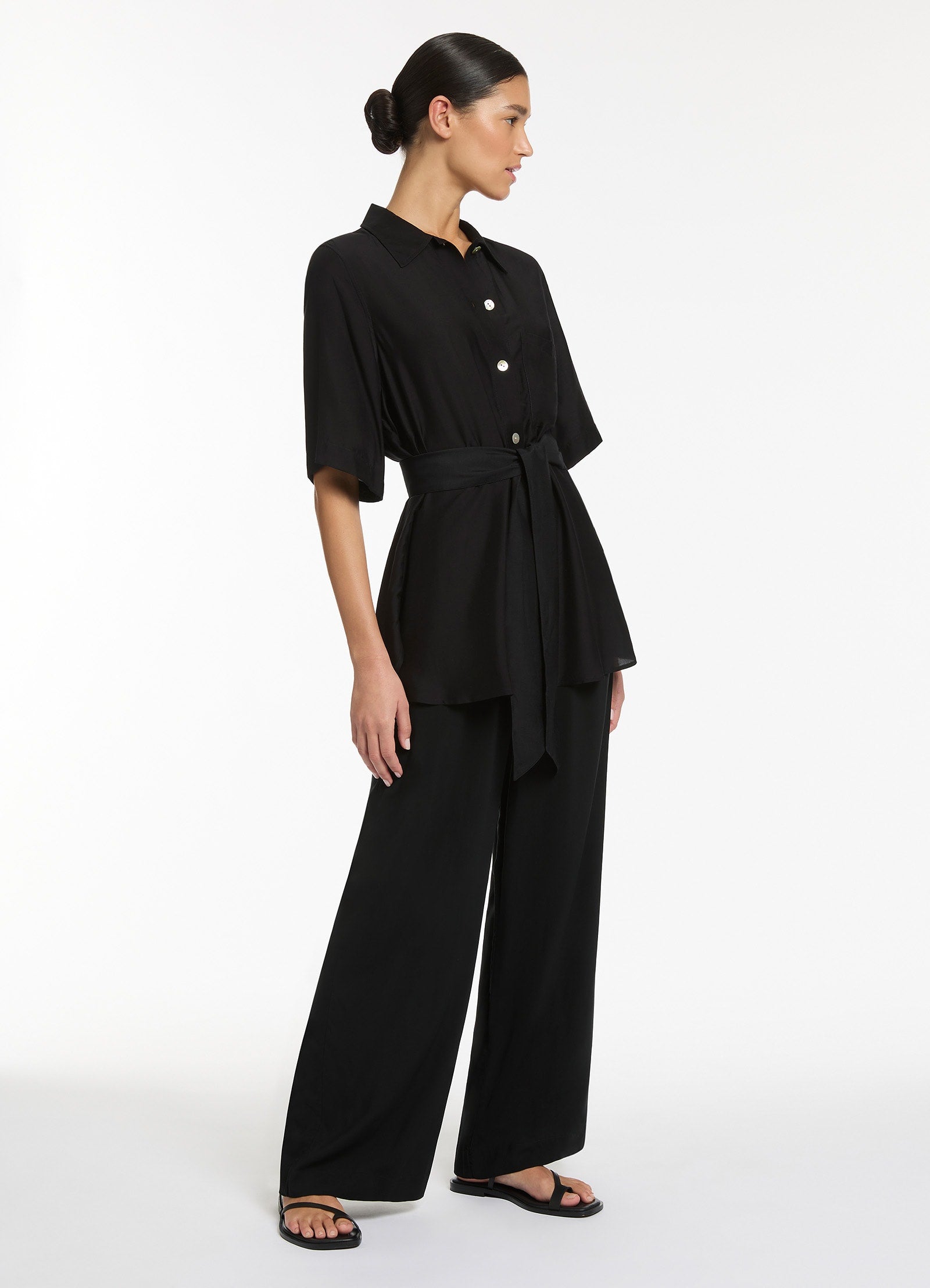 JetSet Wide Leg Pants for Women - High Waisted Flowy Lounge Pants - Soft Stretchy Comfortable Black Trousers - Perfect for Yoga, Travel & Casual Wear