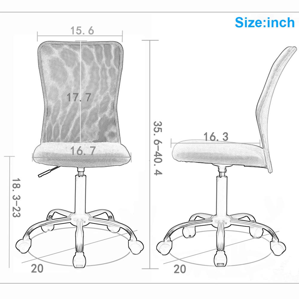 BestMassage Ergonomic Office Chair - Breathable Mesh Computer Chair with Lumbar Support, Armless Swivel Rolling Executive Chair for Back Pain Relief - Set of 4 Blue Chairs - Perfect for Home Office, Gaming & Workspaces