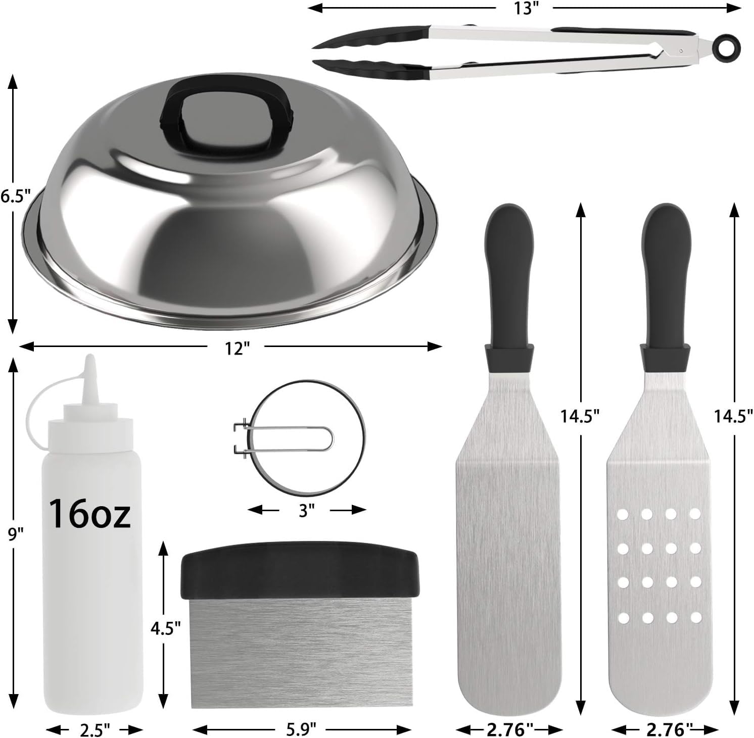 SHINESTAR Professional Griddle Accessories Kit for Blackstone Flat Top Grill - 12-Inch Melting Dome & 9-Piece Complete Set | Perfect for Outdoor Cooking, Camping, and Backyard BBQs