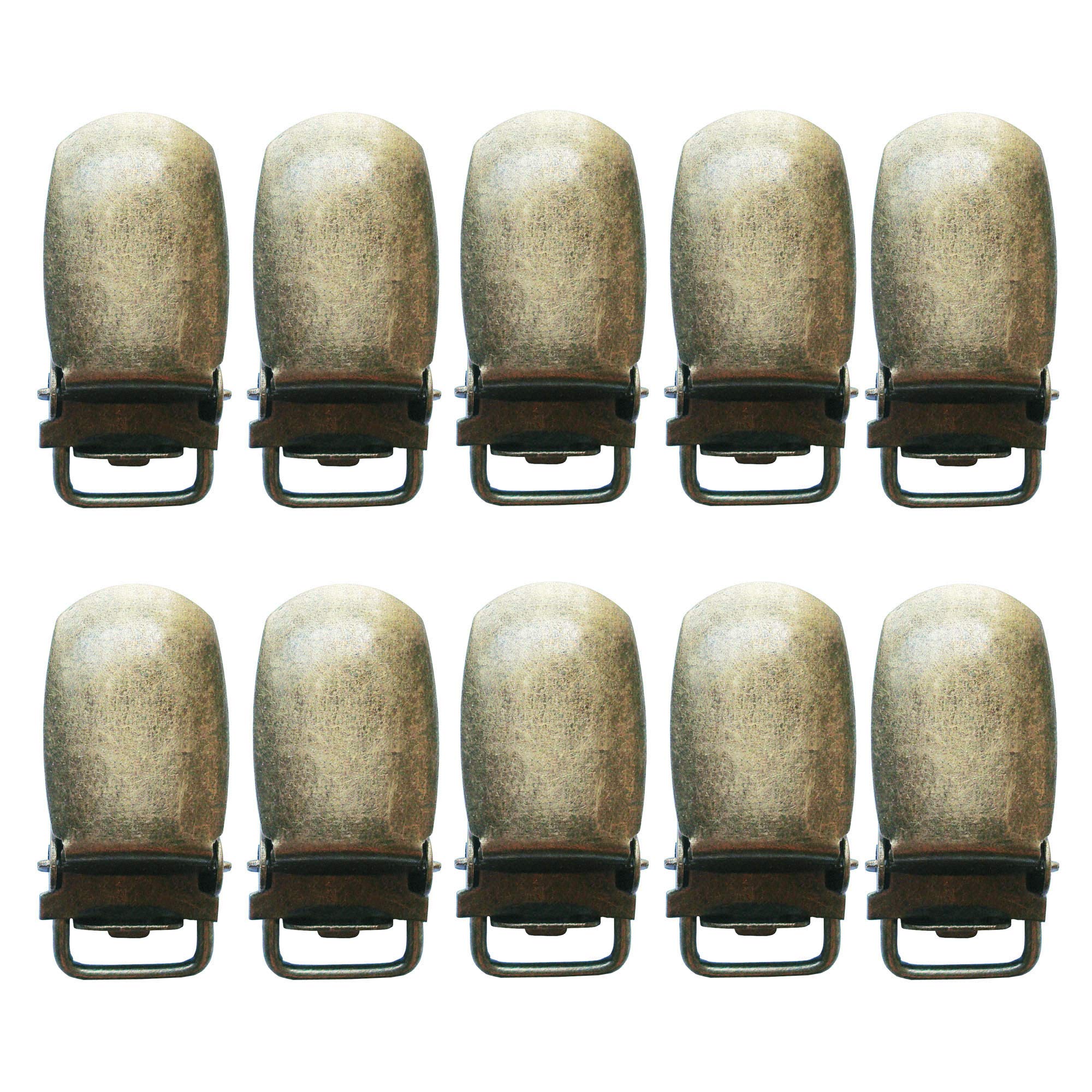 1cm Heavy Duty Metal Suspender Clips - 10 Pack | Durable Braces Clips & Mitten Holder Clamps for Workwear, Overalls, and Costume Accessories