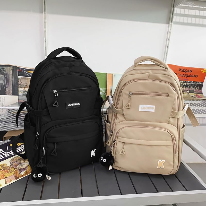 Stylish Khaki Backpack for Girls - Large Capacity School Backpack, Cute Aesthetic Daypack for Middle School & College Students, Perfect for Travel, Commuting & Daily Use