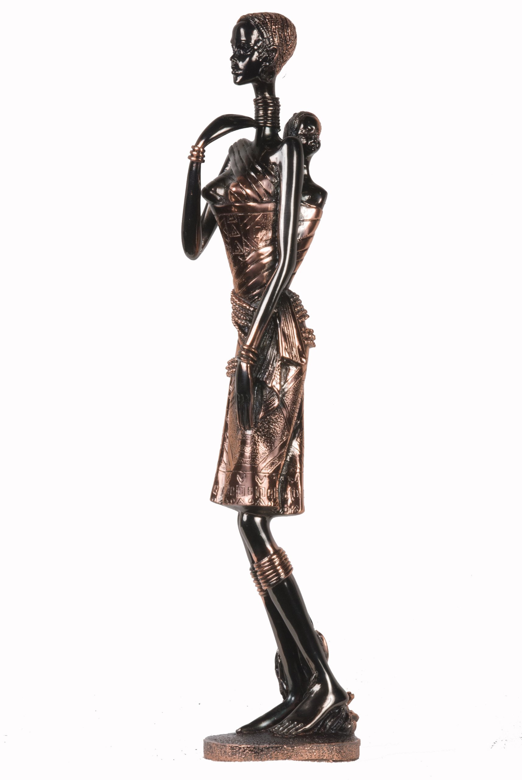 Handcrafted Bronze African Mother and Child Statue – Traditional African Art Sculpture for Home Decor, Office, and Gift Giving