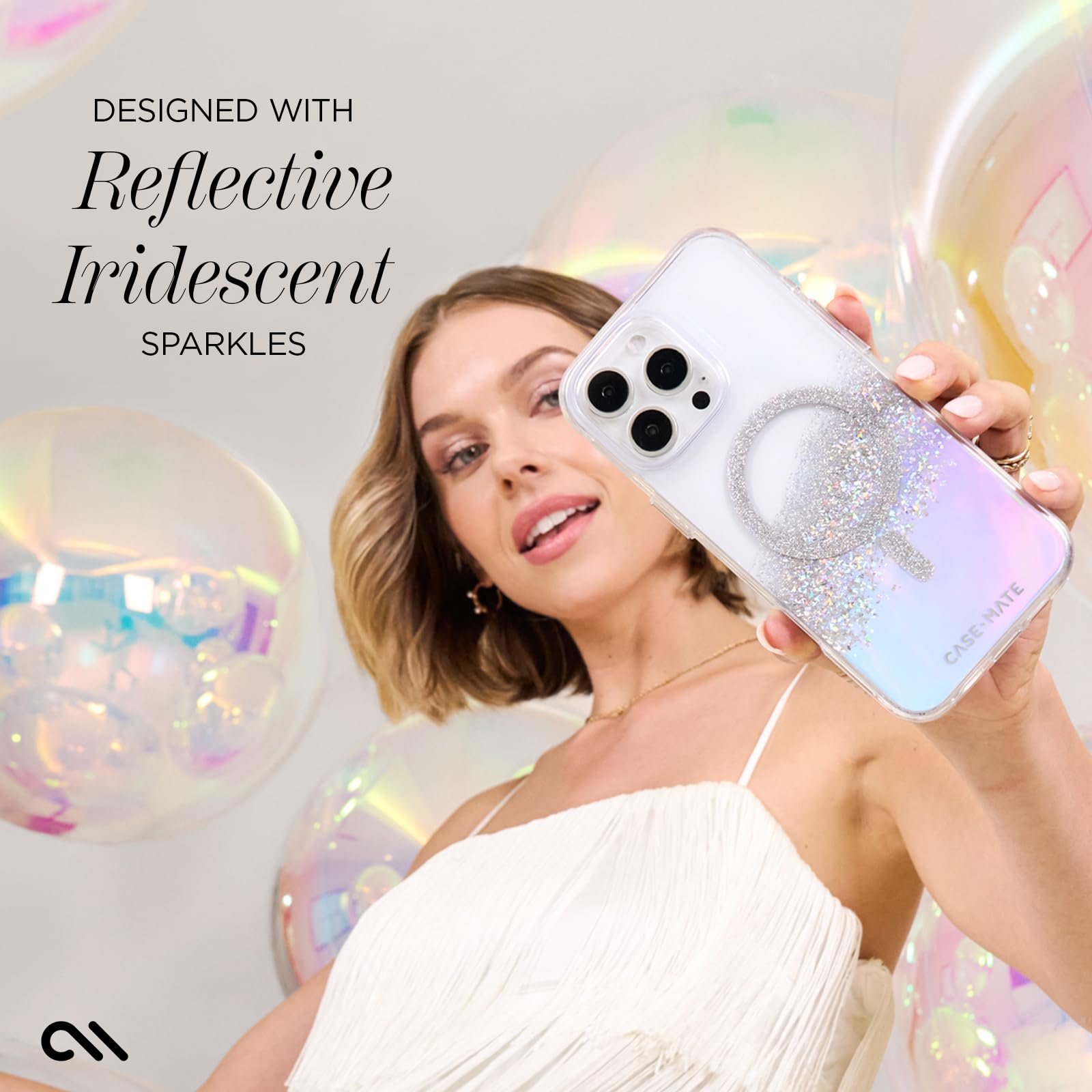 Case-Mate iPhone 16 Pro Case with MagSafe - Sparkly Holographic Phone Cover with 12ft Drop Protection & Strong Magnets - Premium Magnetic Case for iPhone 16 Pro in Karat Iridescent - Perfect for Everyday Use, Travel & Outdoor Activities