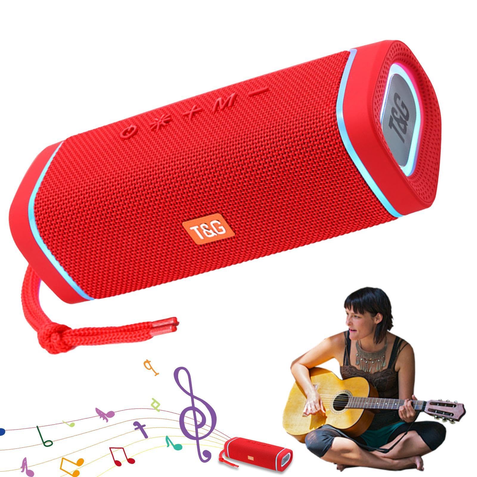 Fukamou Portable Wireless Bluetooth Speaker with LED Lights - Rechargeable, Waterproof, Deep Bass, 1200mAh Battery for Outdoor, Travel, Camping, Beach, Pool Party & Home Use