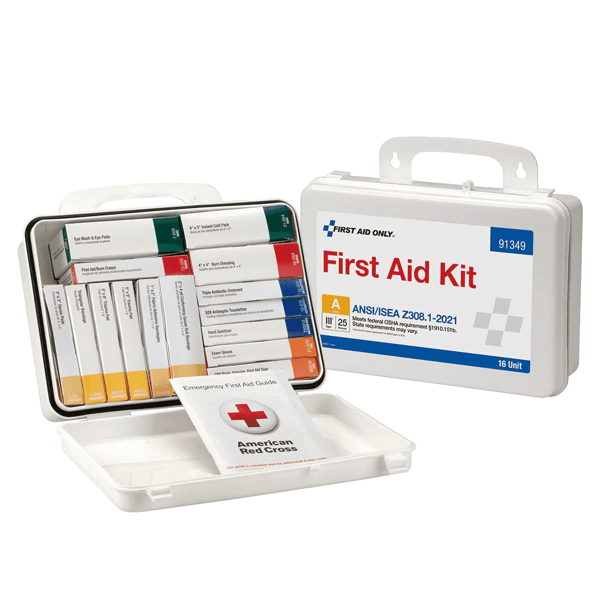 25-Person ANSI A First Aid Kit in Durable Plastic Case – Case of 12 – Ideal for Workplace, Schools, and Emergency Preparedness