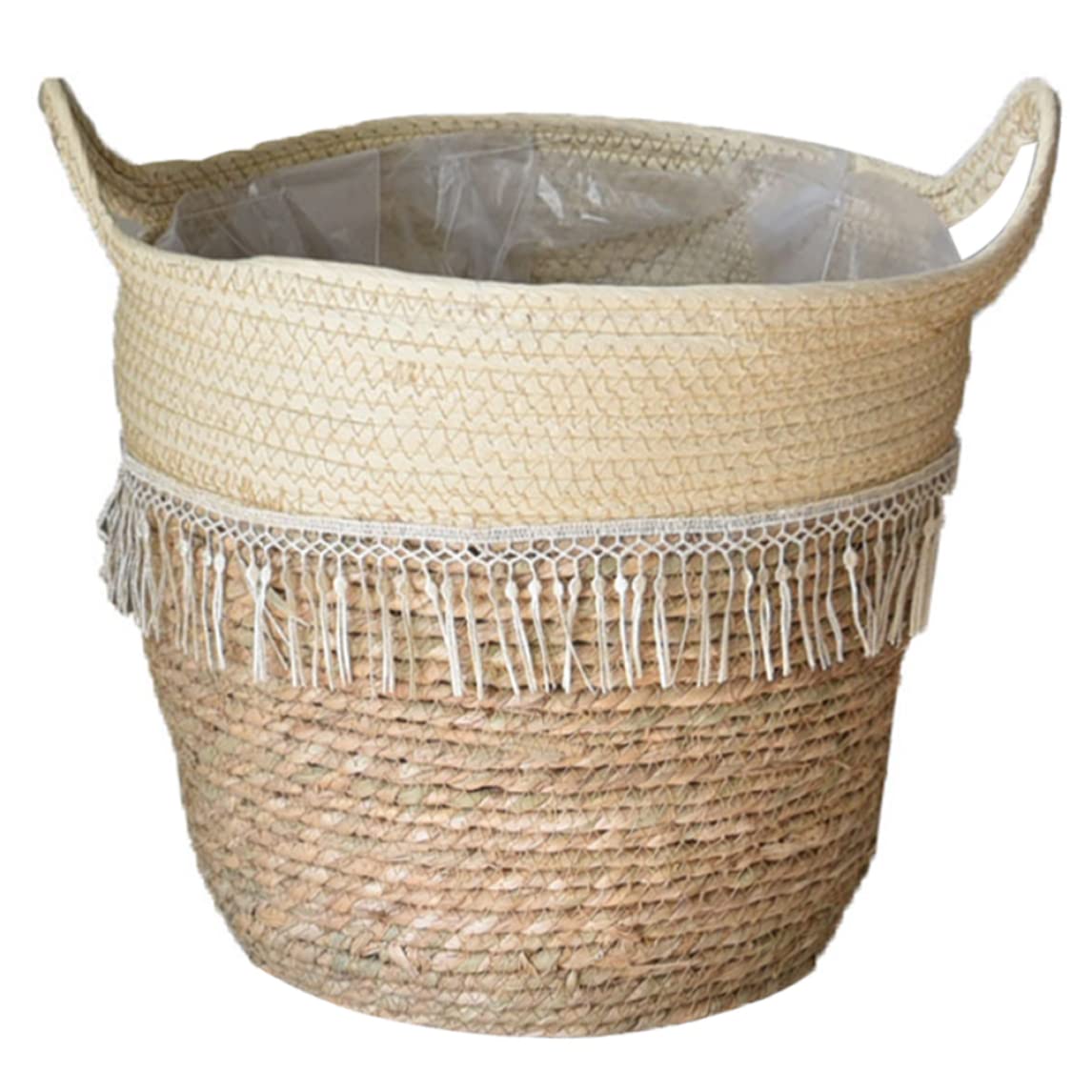 CKUAkiwu Woven Seagrass Storage Basket with Handles - 16x16cm Multi-Purpose Organizer for Laundry, Picnic, Groceries & Home Decor | Perfect as Boho Flower Pot, Beach Bag & Decorative Storage Solution
