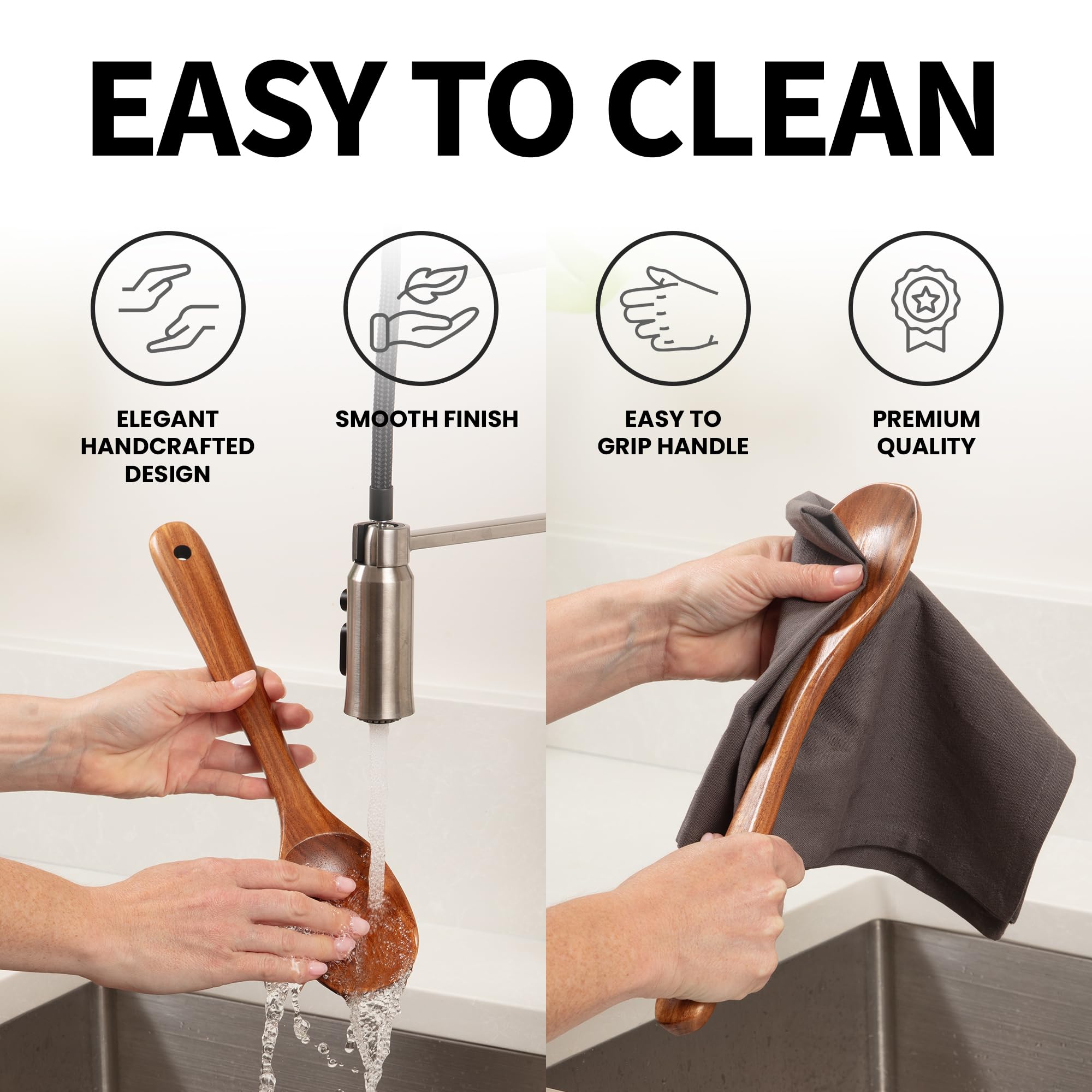Premium Teak Wooden Spoon - Durable Cooking Utensil for Non-Stick Pans & Kitchen Use