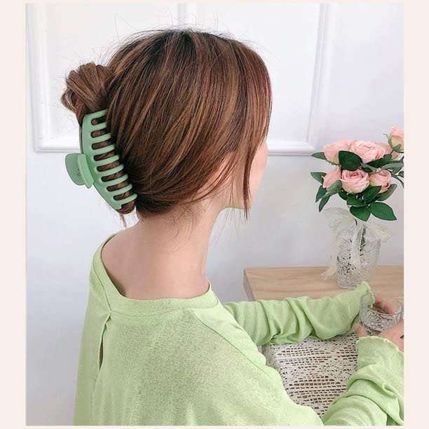ALIBA COLLECTION Non-Slip Matte Hair Claw Clips for Women - 4.3 Inch Large Strong Hold Hair Clips for Thick & Thin Hair (6 Pack Multicolor) - Perfect for Updos, Ponytails & Everyday Hairstyles