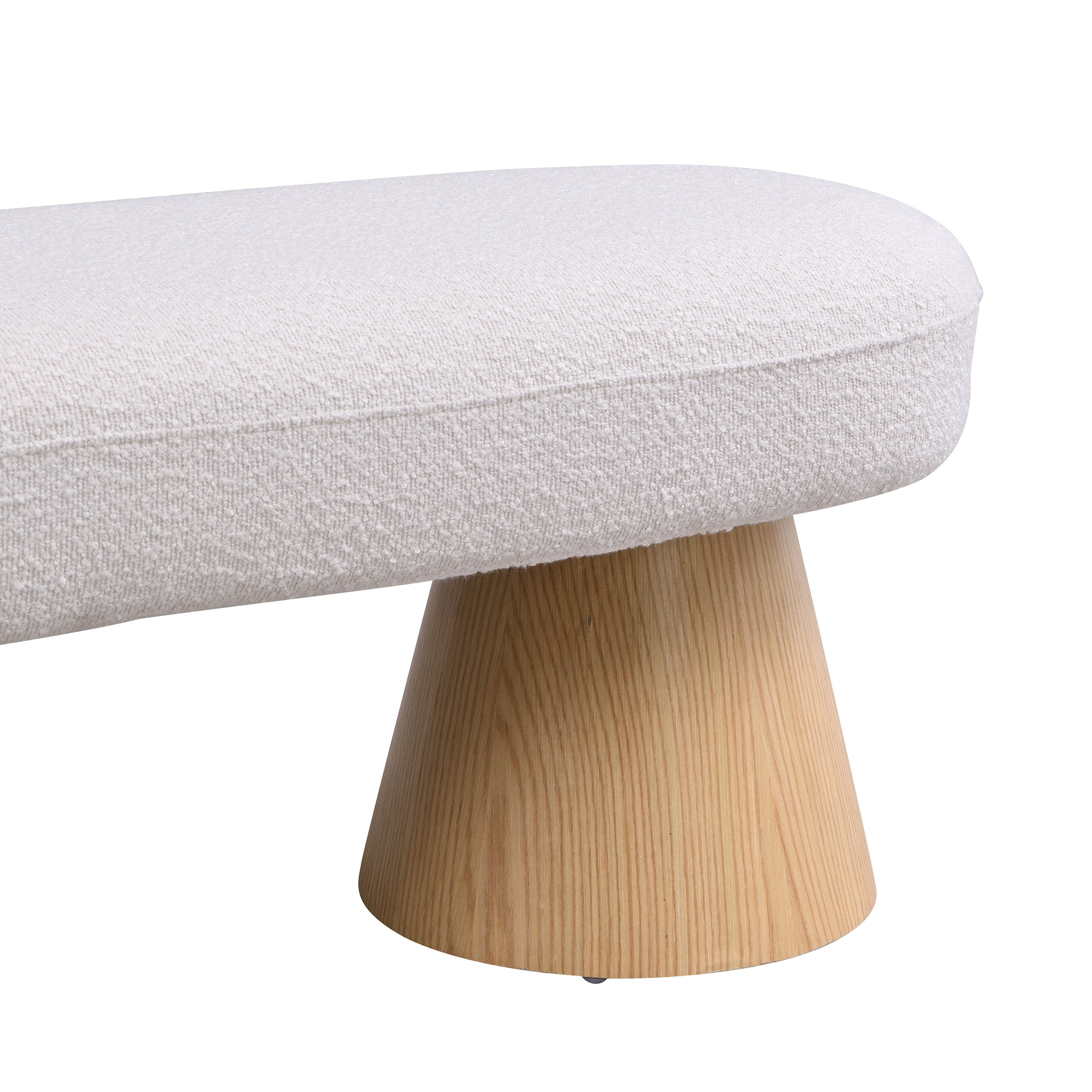 Upholstered Dining Bench with Wood Legs - 300 LBS Weight Capacity, Beige Fabric Ottoman for Bedroom, Living Room & Entryway | Perfect for Dining Room Seating, Bed End Bench or Hallway Decor
