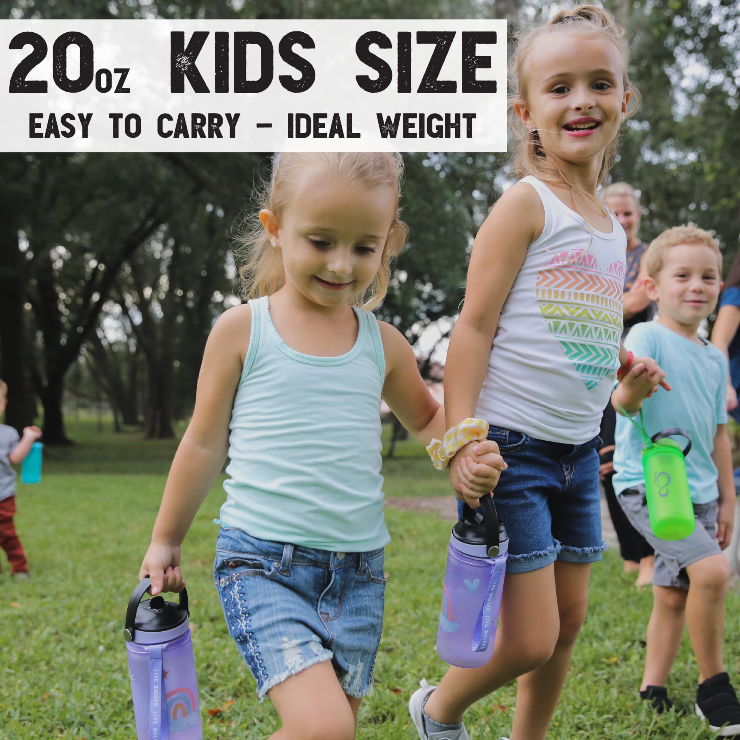 Live Infinitely 20oz Kids Water Bottle with Straw - BPA Free, Dishwasher Safe, Leak Proof Water Bottle for Boys & Girls - Perfect for School, Sports, and Outdoor Activities