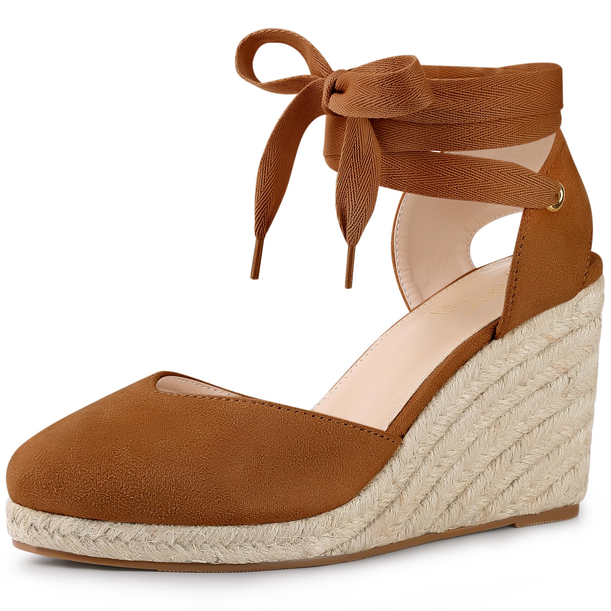 Perphy Women's Espadrille Platform Wedge Heel Lace-Up Sandals - Comfortable Summer Beach Shoes for Casual Outings & Vacation Wear