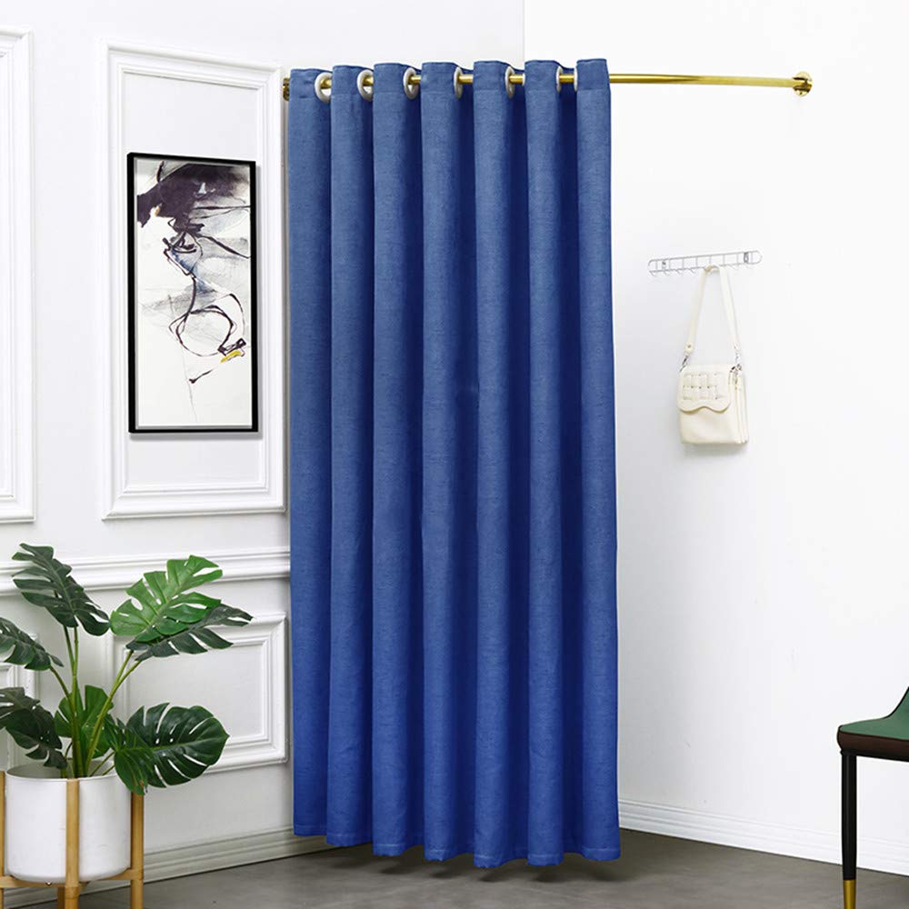Stainless Steel Curved Fitting Room Curtain Rod - 120cm Adjustable Changing Room Track with Rings for Clothing Stores (Blue) | Perfect for Retail Dressing Rooms & Boutique Changing Areas