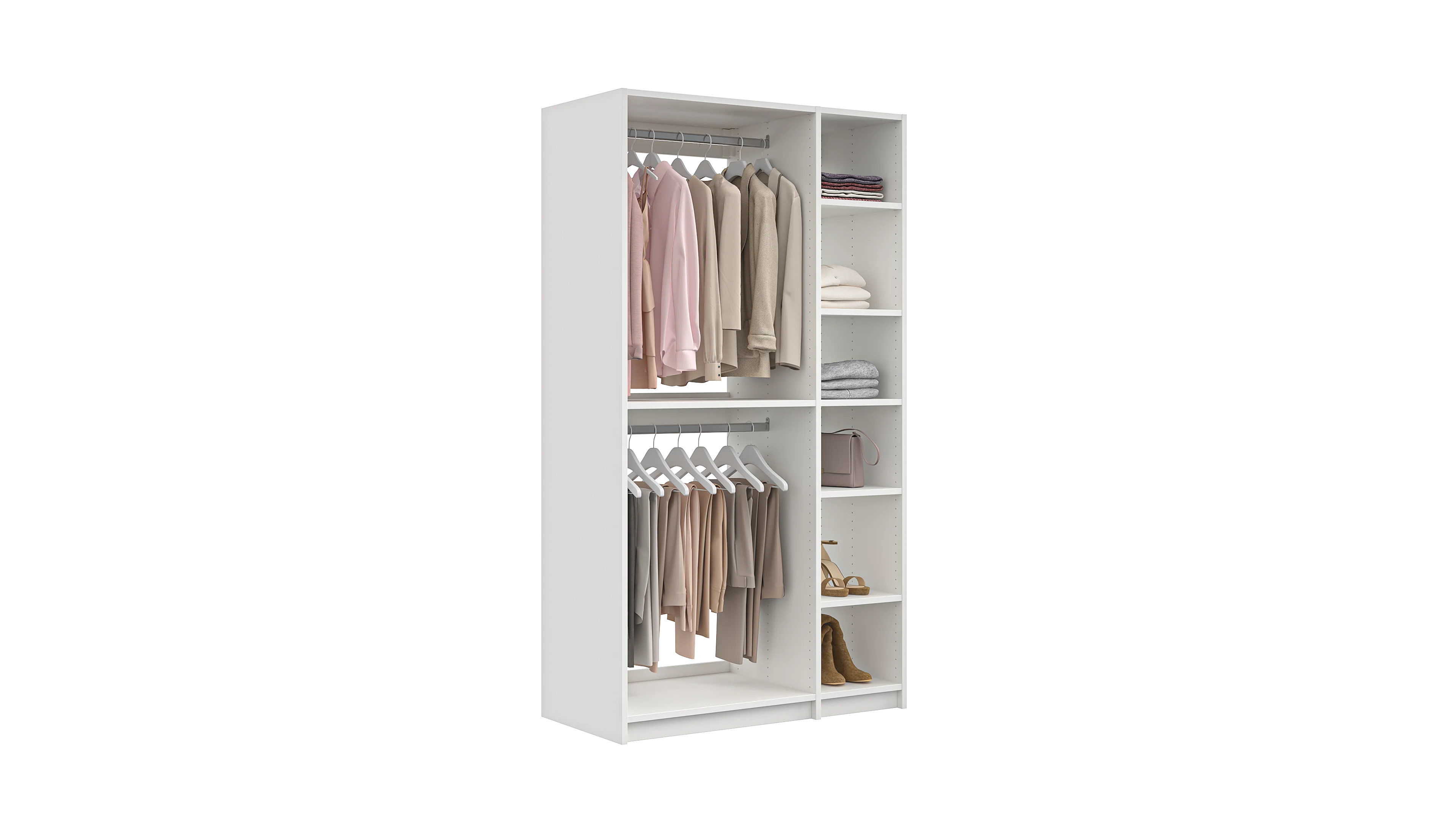 Milano Wardrobe Kit - Adjustable Shelves & Hanging Organizer for Closet Storage | Perfect for Bedroom, Walk-in Closet, and Dorm Organization