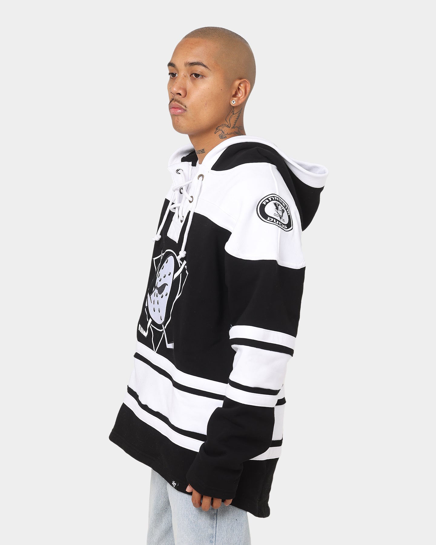 47 Brand Anaheim Ducks NHL Superior '47 Lacer Hoodie - Men's Jet Black Pullover Sweatshirt for Hockey Fans & Streetwear Fashion | Game Day & Casual Wear
