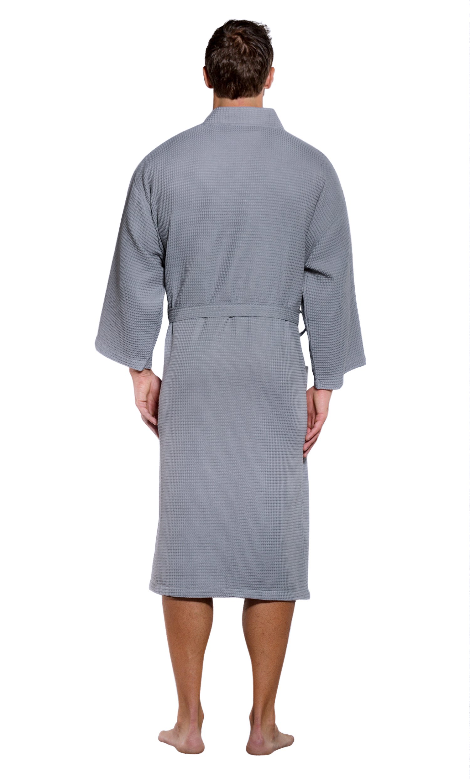 Lightweight Long Waffle Kimono Spa Robe for Men - Soft & Breathable Turkish Cotton Bathrobe - Perfect for Relaxation, Lounging & Spa Days