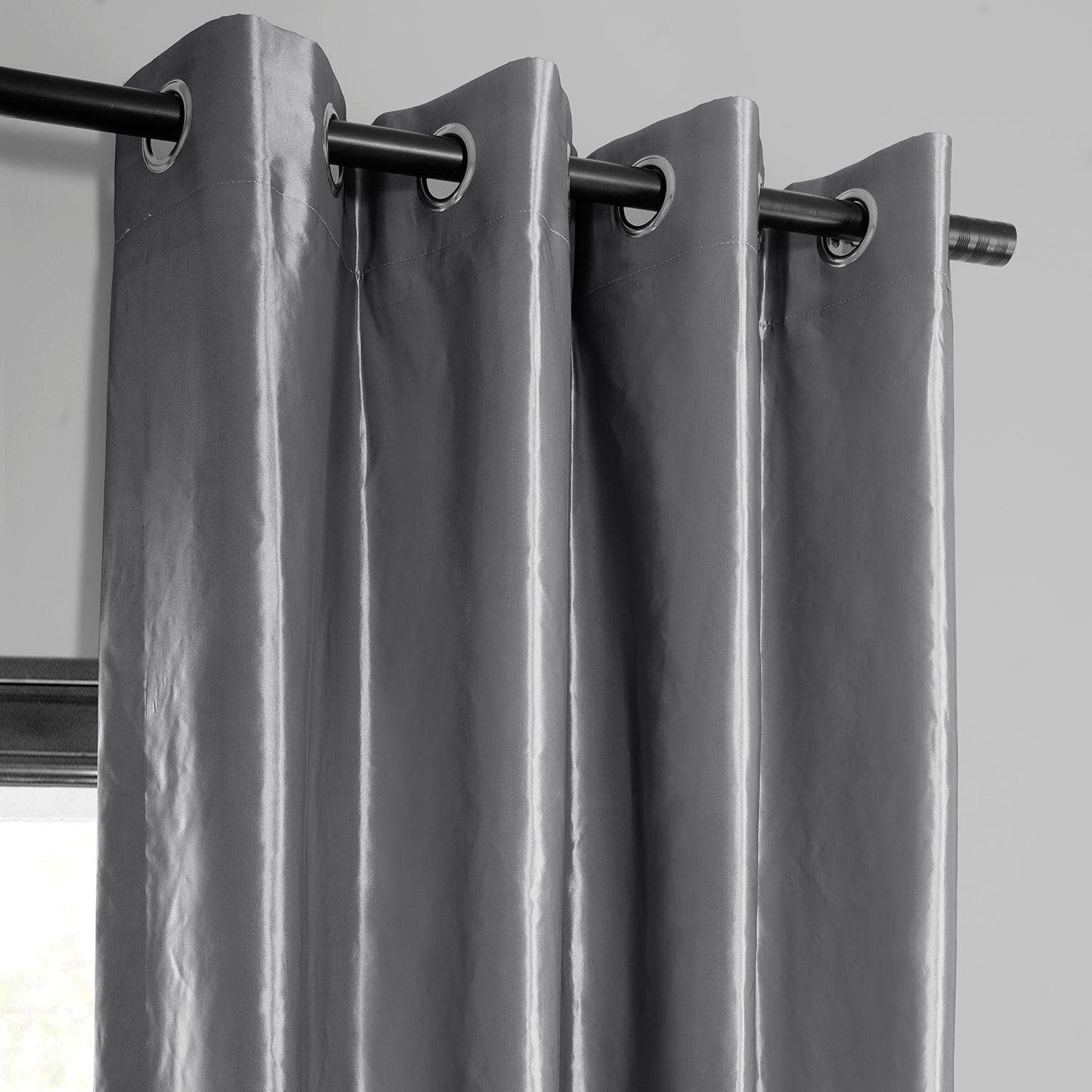 Platinum Grommet Blackout Curtains - Faux Silk Taffeta Window Drapes for Bedroom & Living Room - Noise Reducing & Thermal Insulated Room Darkening Panels