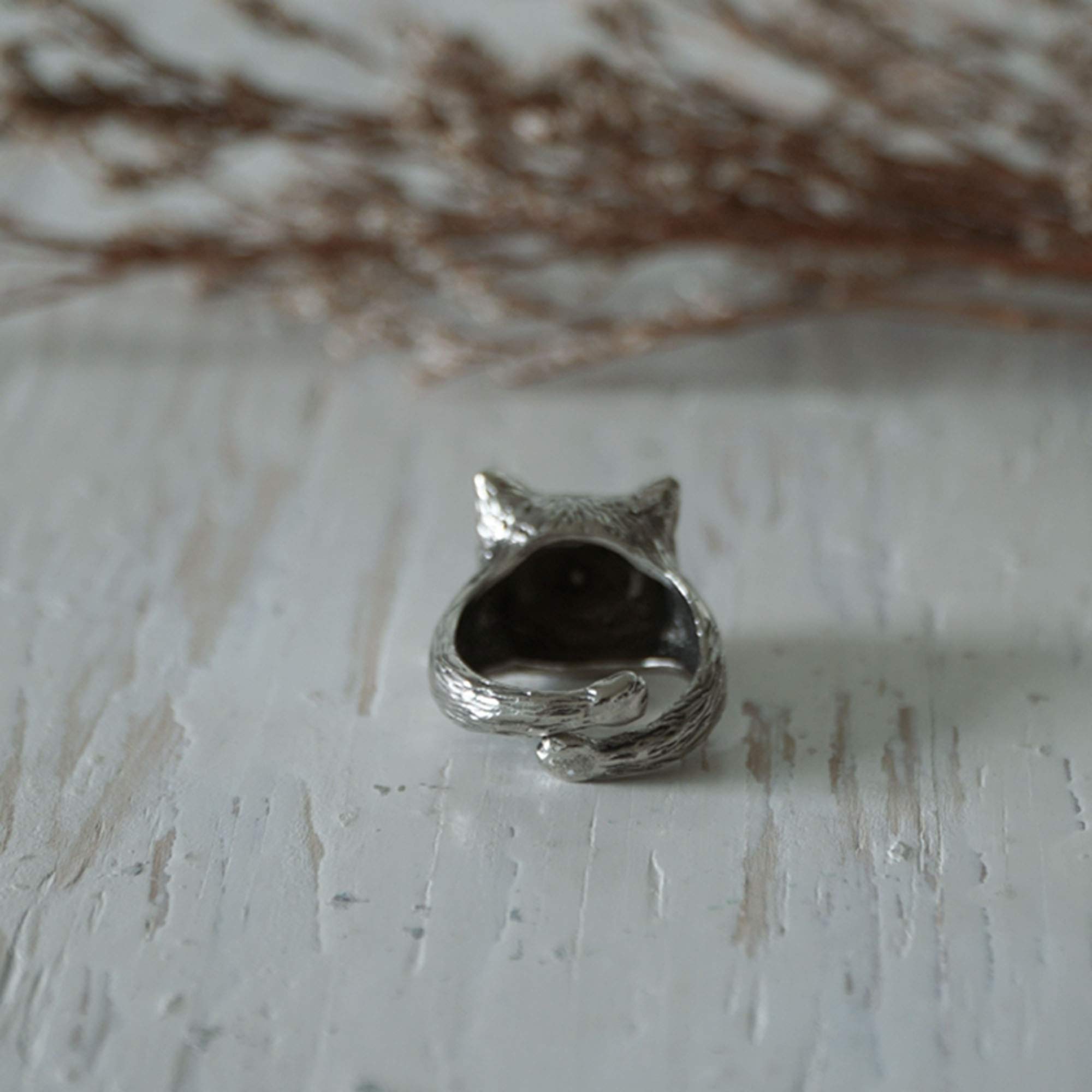 925 Sterling Silver Cat and Glasses Ring - Adorable Kitty Lover Gift with Animal Ears, Boho Style Jewelry for Women | Perfect for Cat Enthusiasts, Casual Wear & Unique Gifts