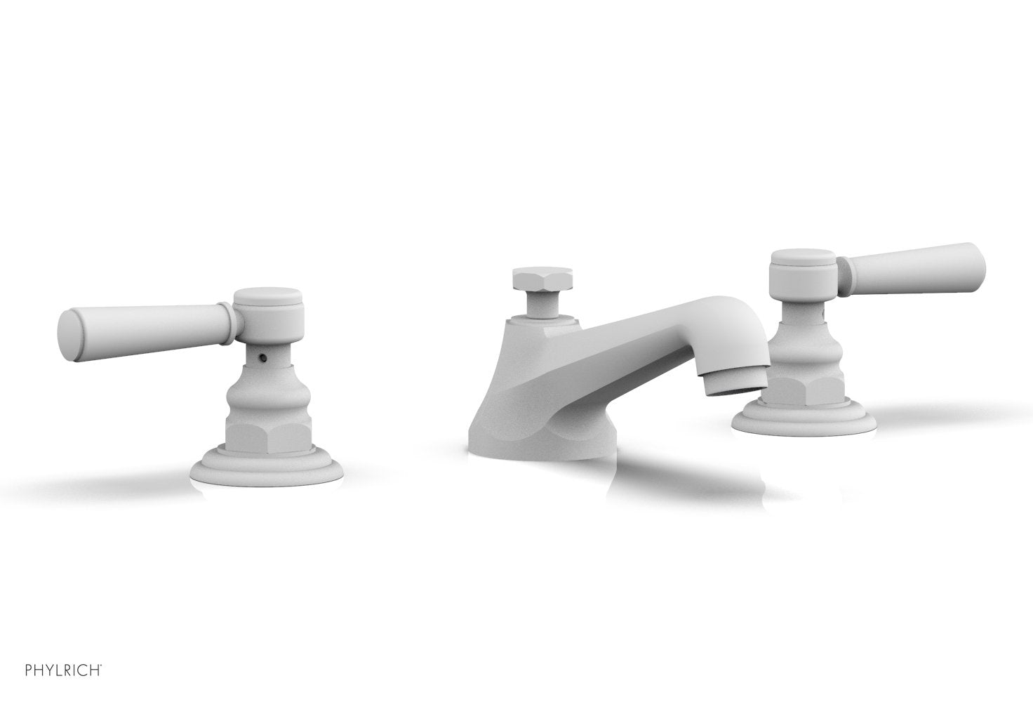 HEX TRADITIONAL Widespread Bathroom Faucet - Satin White Finish with Lever Handles (Model 500-02) - Perfect for Modern Vanities and Guest Bathrooms