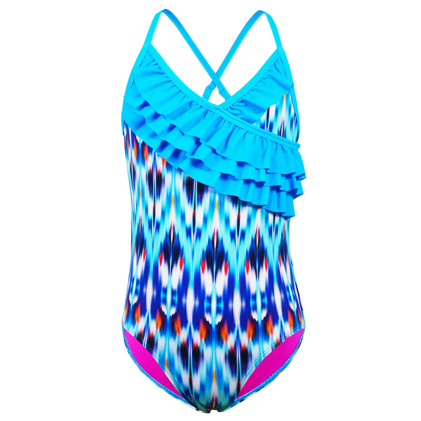 Kauego Girls One Piece Swimsuits - Hawaiian Ruffle Swimwear for Kids, Toddler Bathing Suit with UV Protection - Perfect for Beach, Pool, Summer Vacation & Water Play