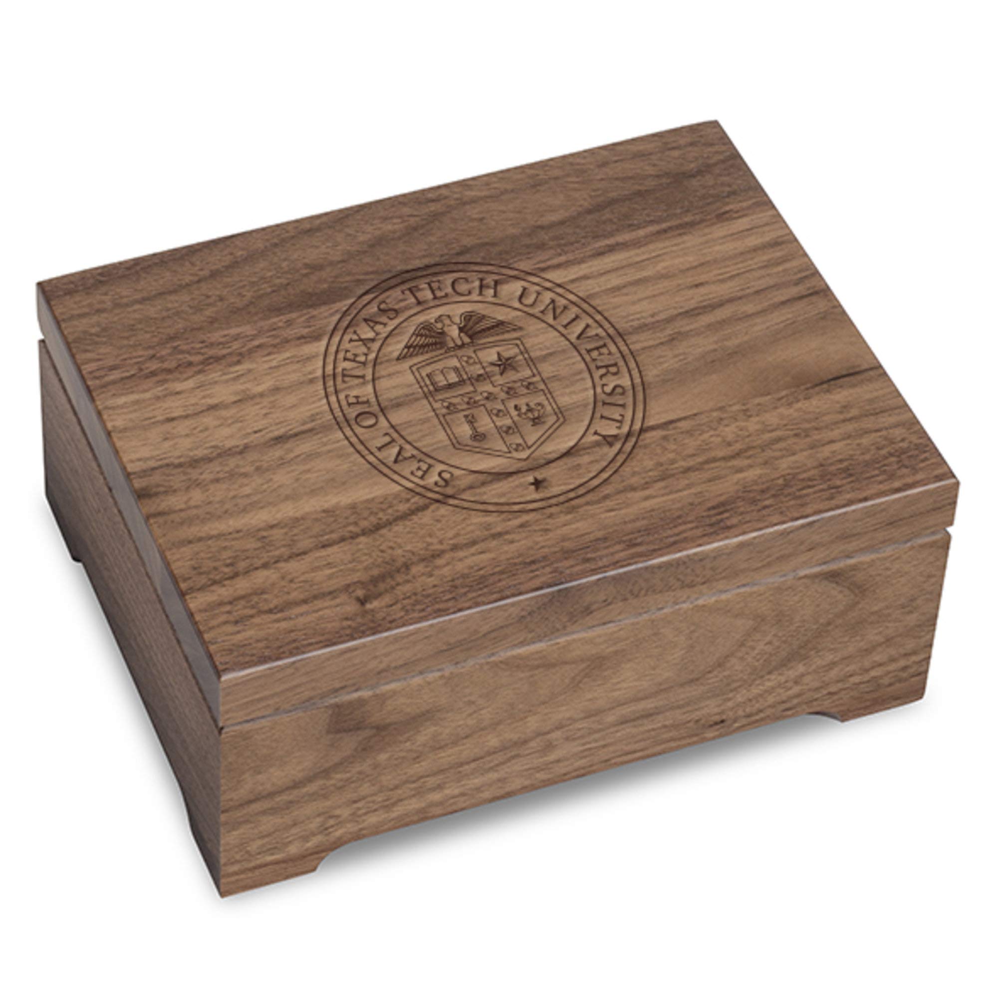 M.LaHart NCAA Unisex Walnut Wooden Desk Organizer Box - Perfect for Office, Home & Dorm Room Storage (Team Logo Design)