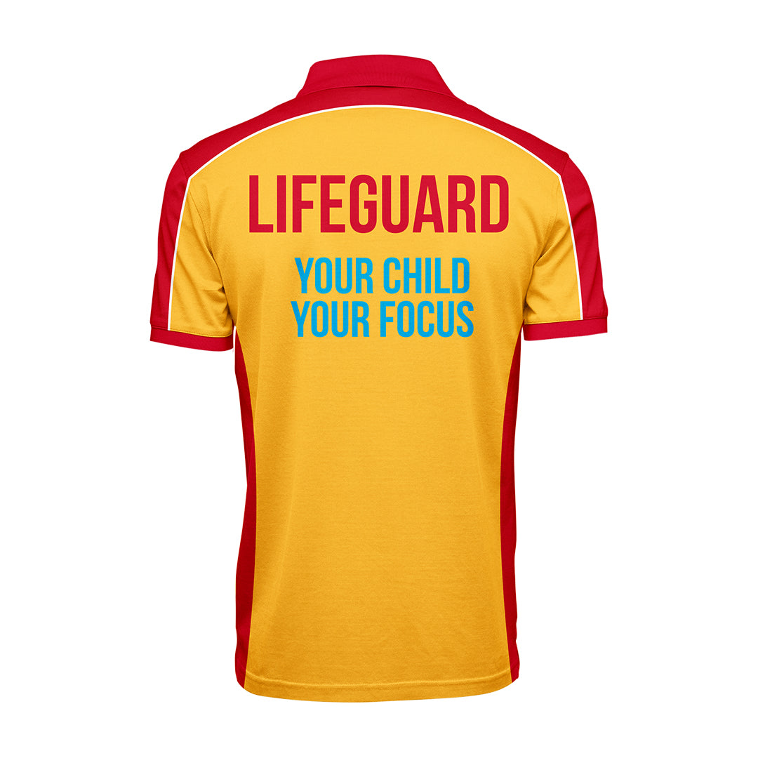 Men's Pool Lifeguard Polo Shirt - Long & Short Sleeve Options - Comfortable Swim Shirt for Lifeguards, Water Safety Professionals & Beach Activities