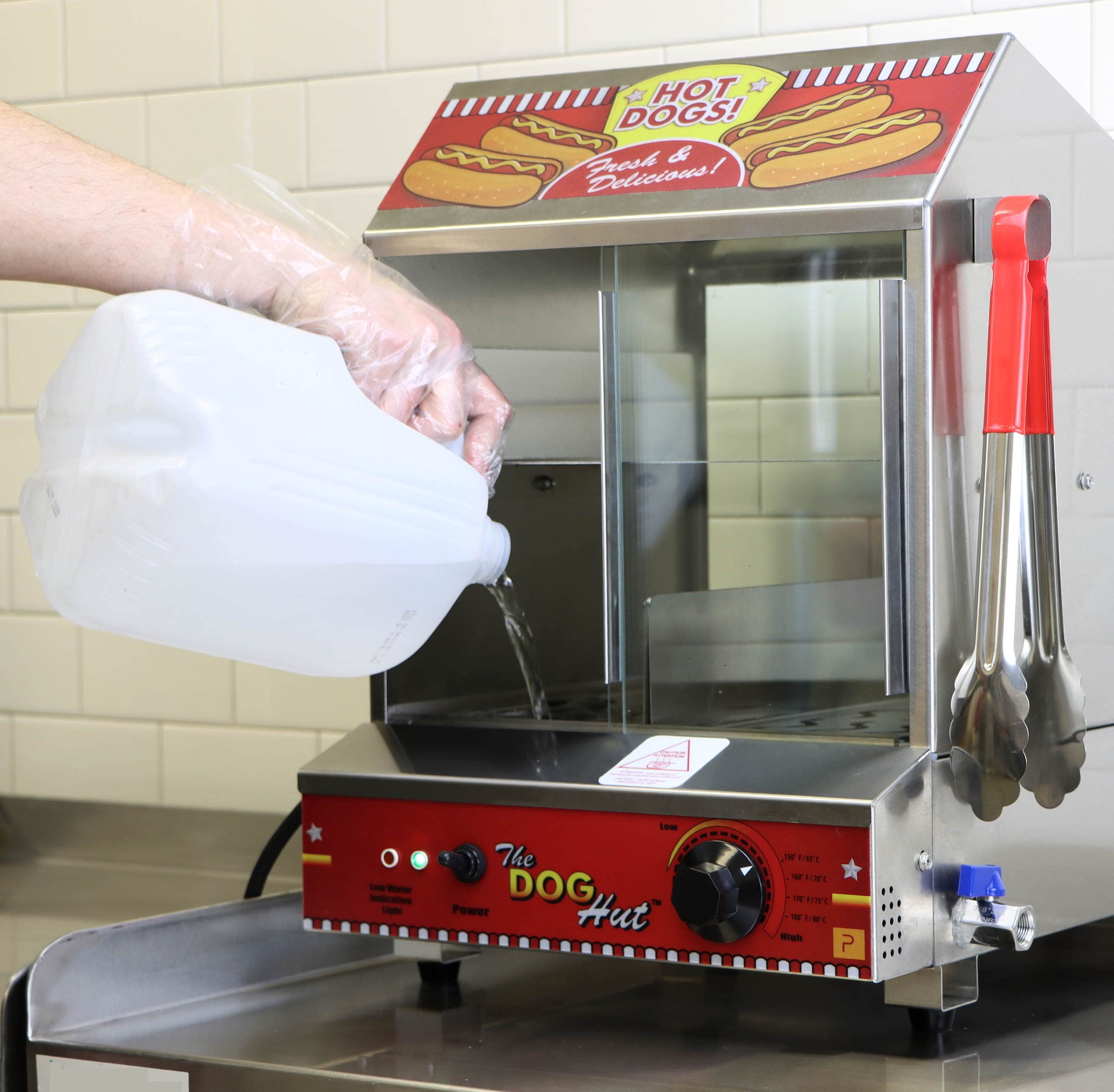 Paragon 8020 Red Hot Dog Steamer - Commercial Grade Hot Dog Warmer for Restaurants, Food Trucks & Concession Stands