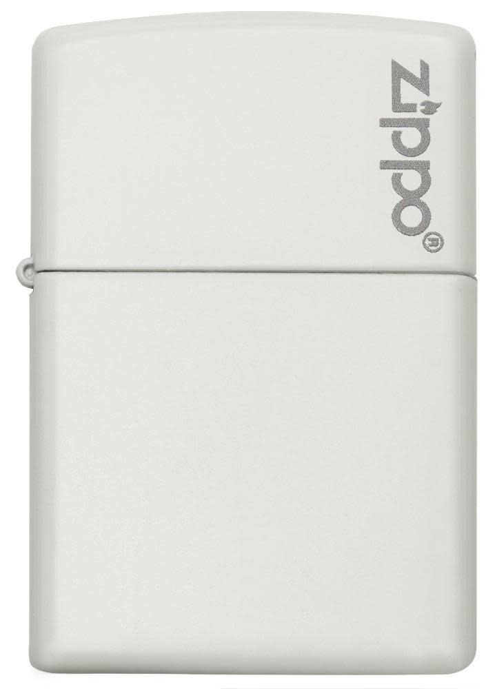 Classic White Matte Zippo Logo Lighter - Windproof Refillable Metal Cigarette Lighter for Outdoor Camping, Hiking & Everyday Carry (ECG)