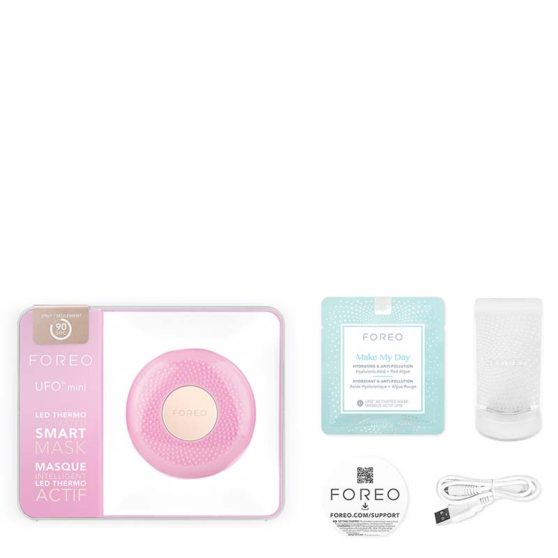 Foreo UFO Mini Facial Mask Device - Pearl Pink | At-Home Skincare for Glowing Skin | Perfect for Travel & Daily Use