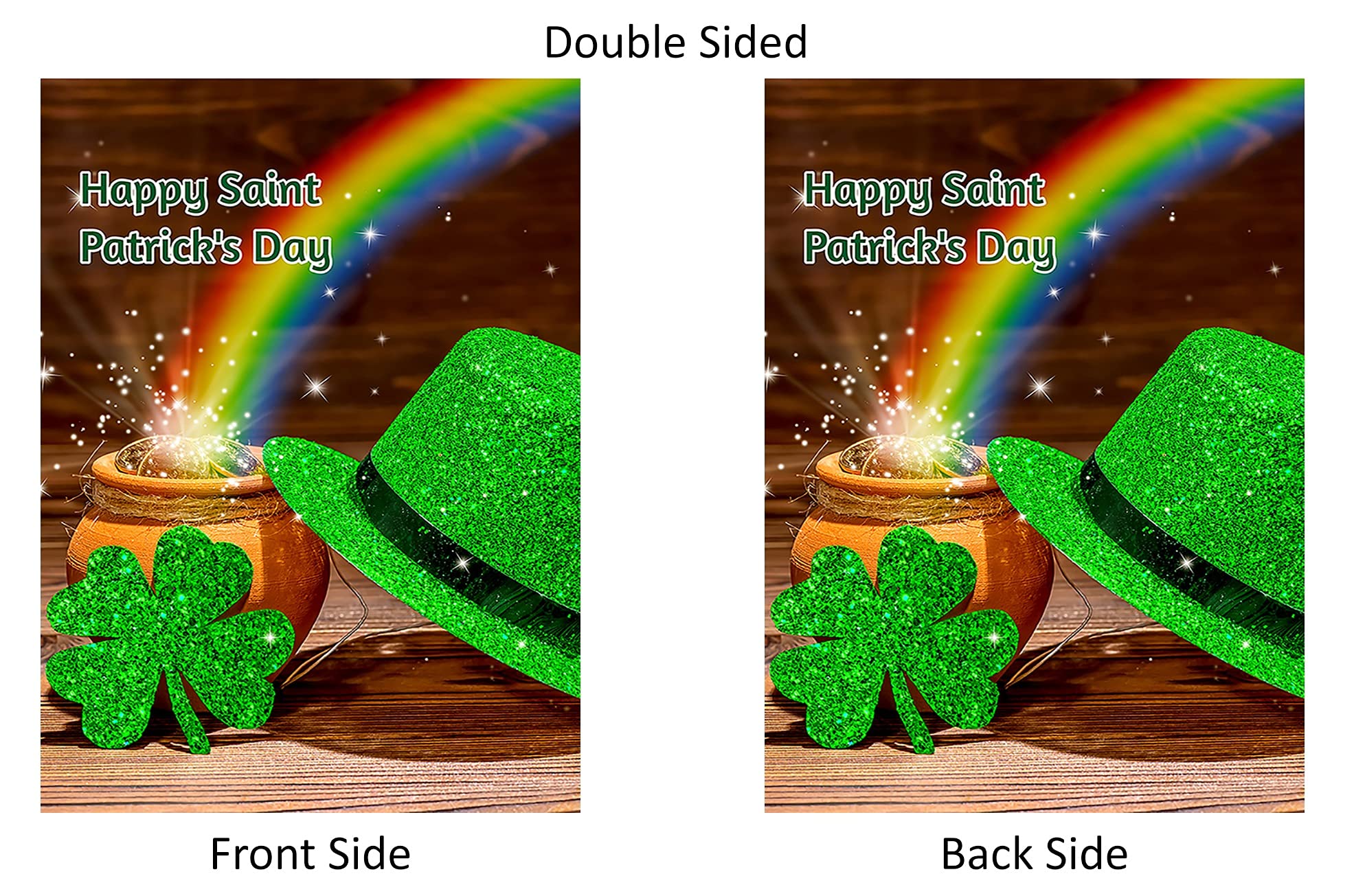 St. Patrick's Day Garden Flag - Double Sided 12x18 Inch Leprechaun Pot of Gold Irish Flag with Shamrock & Rainbow Design - Perfect for Outdoor Decor, Yard Signs, and St. Patrick's Day Celebrations