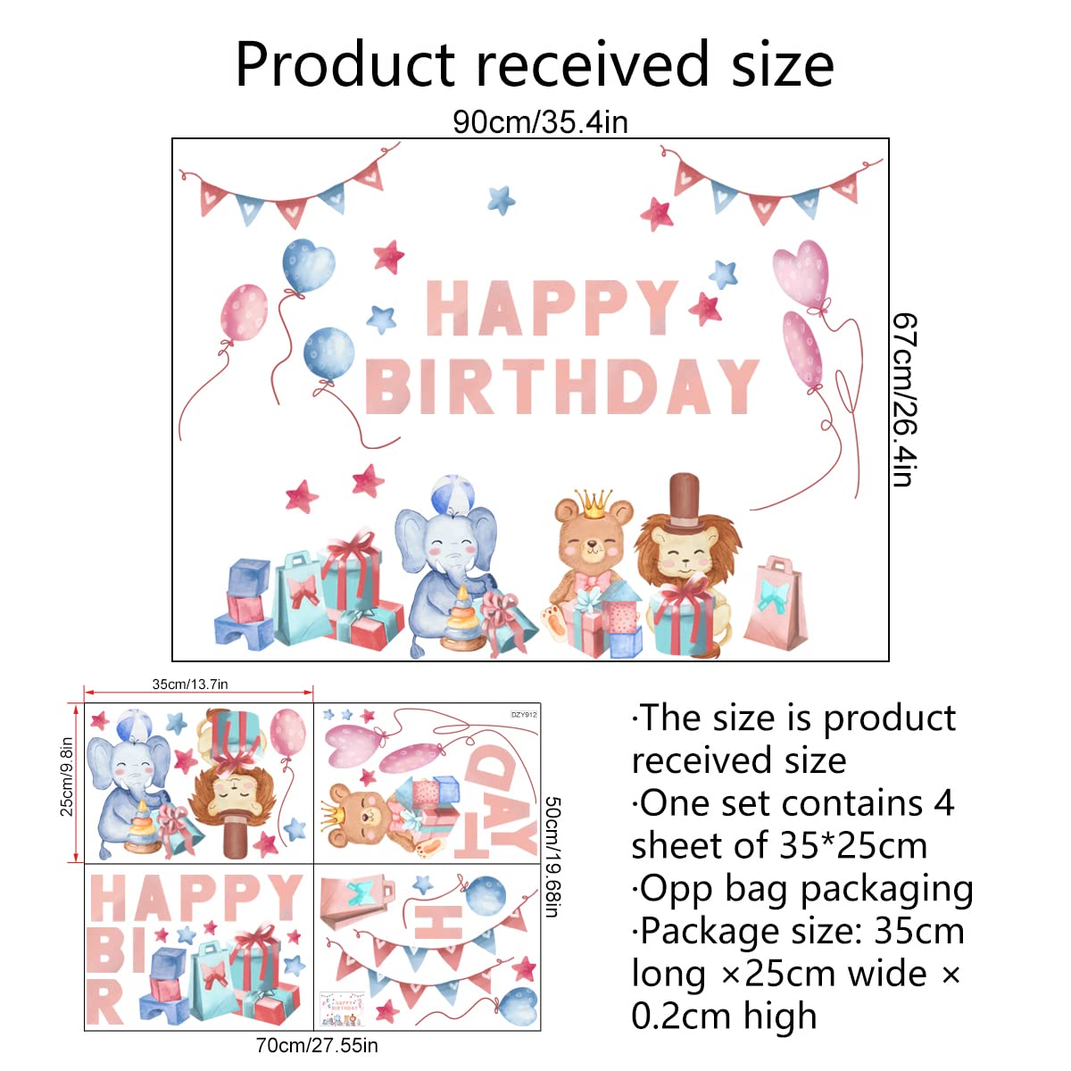 Birthday Party Wall Decals - Adorable Balloon Animal Stickers for Kids Room Decor, Nursery, Classroom & Party Backdrop | Perfect for Baby Showers, Birthday Celebrations & Home Decor