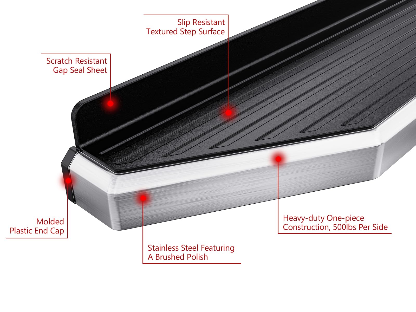 Polished Stainless Steel Running Boards for 2019-2025 Ram 1500 Quad Cab (Excludes Classic Models) - 6