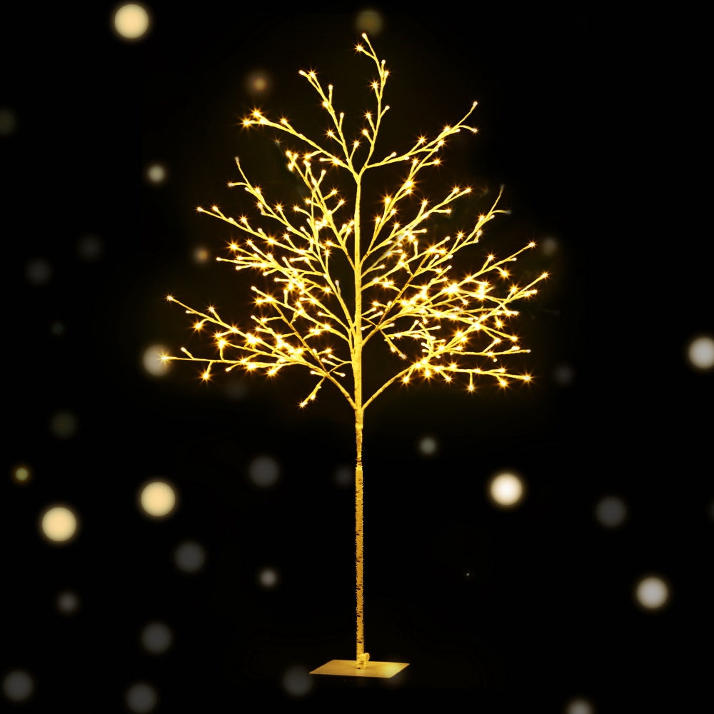 1.5M LED Christmas Branch Tree with 304 Warm White Lights - Decorative Holiday Fiber Optic Tree for Home, Office, and Party Decorations