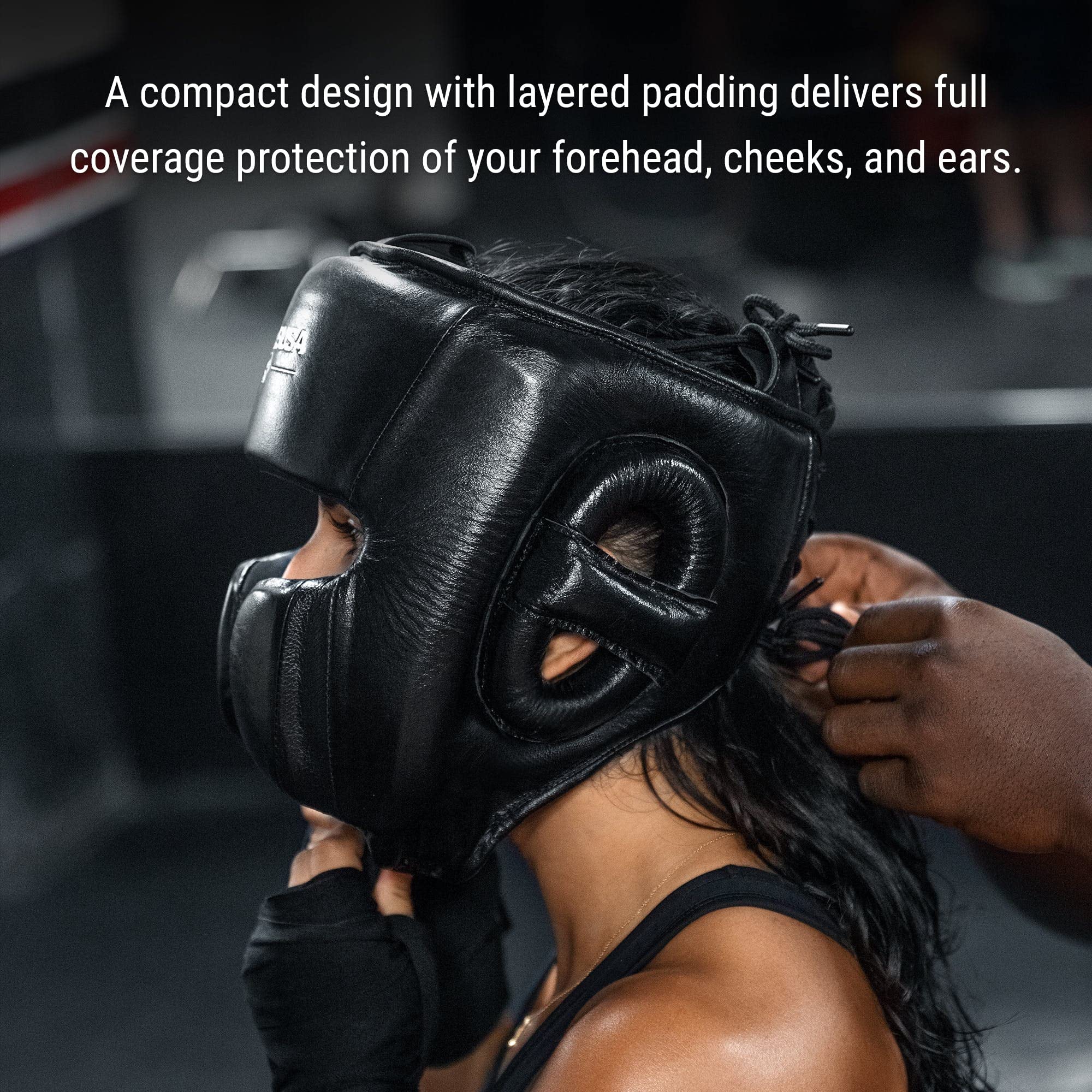 Hayabusa Pro Leather Boxing Headgear - Adjustable One Size, Premium Black for Sparring & Training - Ideal for Boxing, MMA, Kickboxing & Martial Arts Practice