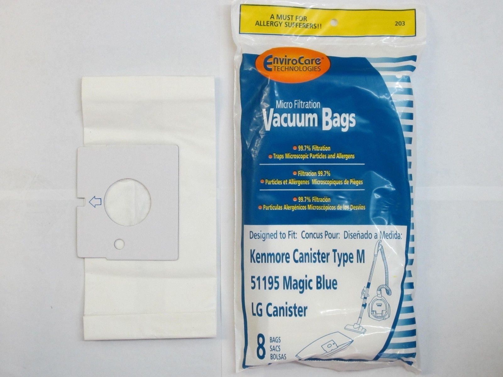 KENMORE 51195 MAGIC BLUE Microfiltration Vacuum Bags - 32 Pack for LG Type M Vacuum Cleaners | High Efficiency Dust Filtration | Ideal for Pet Hair, Allergies & Home Cleaning