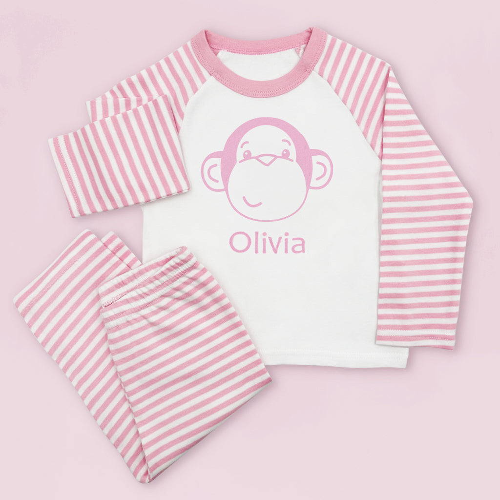 Personalized Pink Baby Pyjamas with Morris Monkey Soft Toy - Perfect Gift for Newborns, Baby Showers & Nursery Decor
