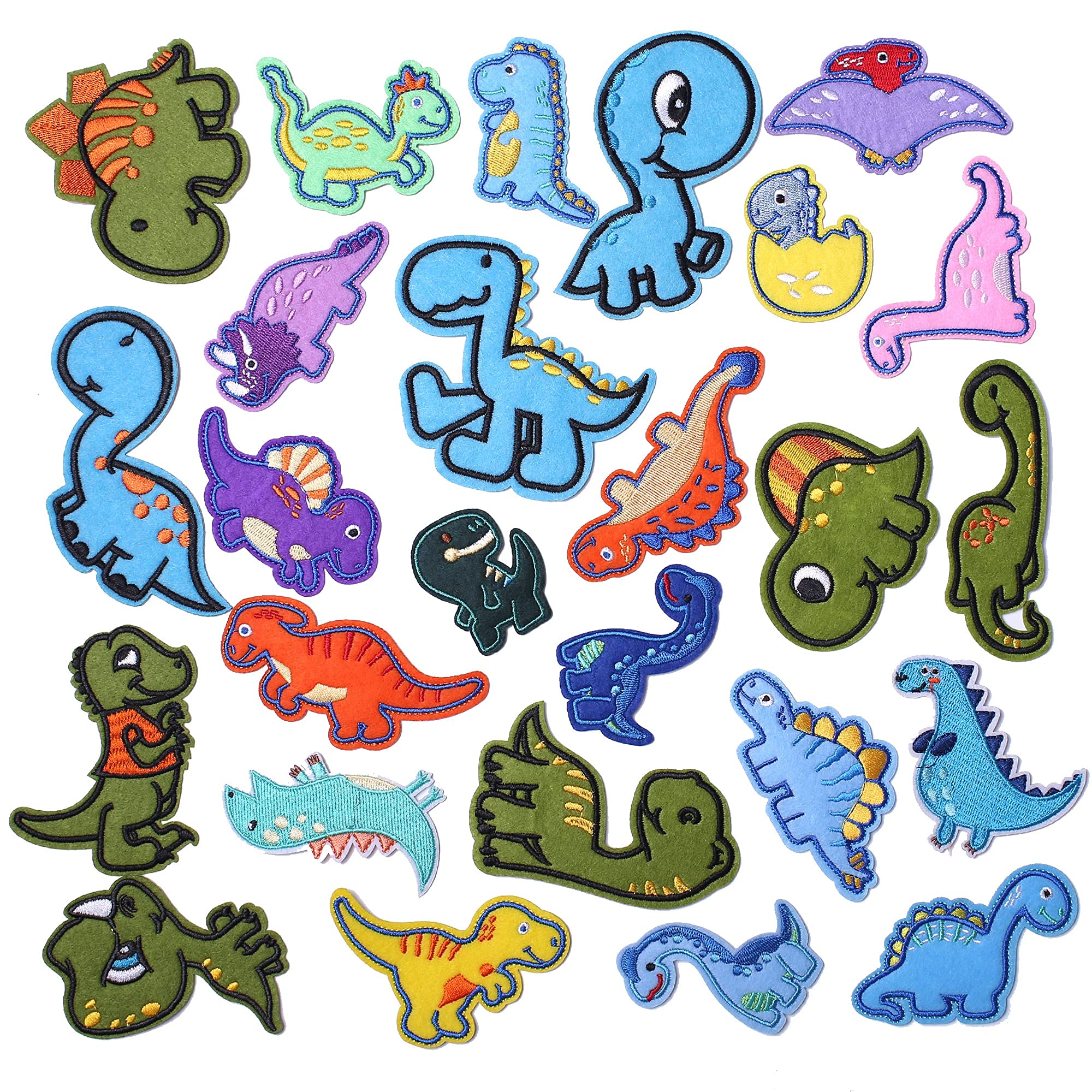 AXEN 26-Piece Embroidered Dinosaur Iron-On Patches Set - DIY Dinosaur Applique Patches for Jackets, Hats, Backpacks & Jeans - Cute Decorative Sew-on Patches for Kids & Adults - Perfect for Costumes, School Projects & Fashion DIY