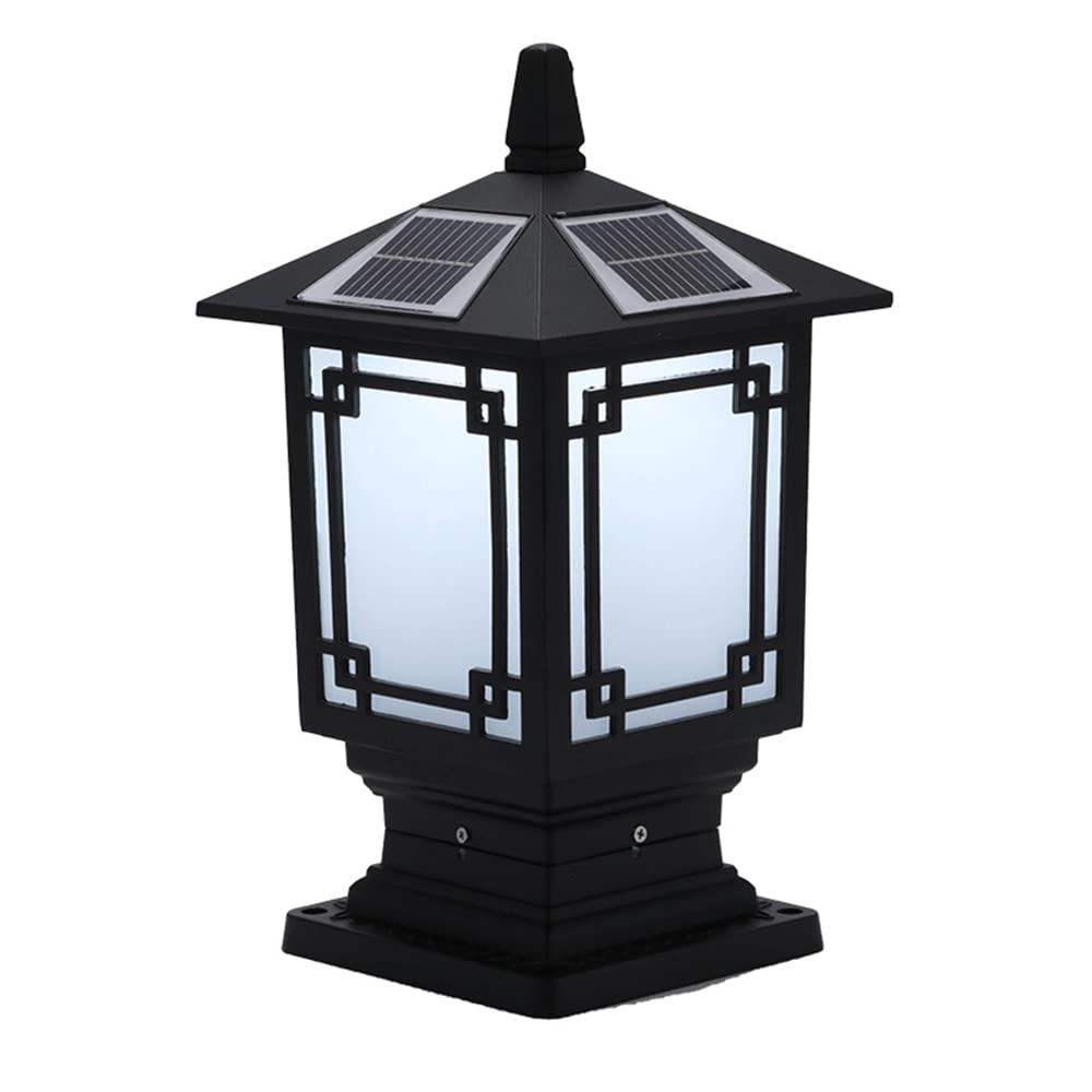 RCIDOS Vintage European Solar Column Head Light - Waterproof IP54 LED Outdoor Lamp with Aluminum & Glass for Garden, Porch, Patio | Solar-Powered Decorative Lighting for Pathways, Driveways & Backyard